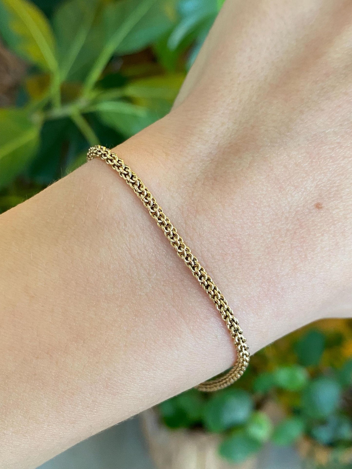 Vintage Solid 14k Yellow Gold Fancy Rounded Chain Bracelet - 7 inches