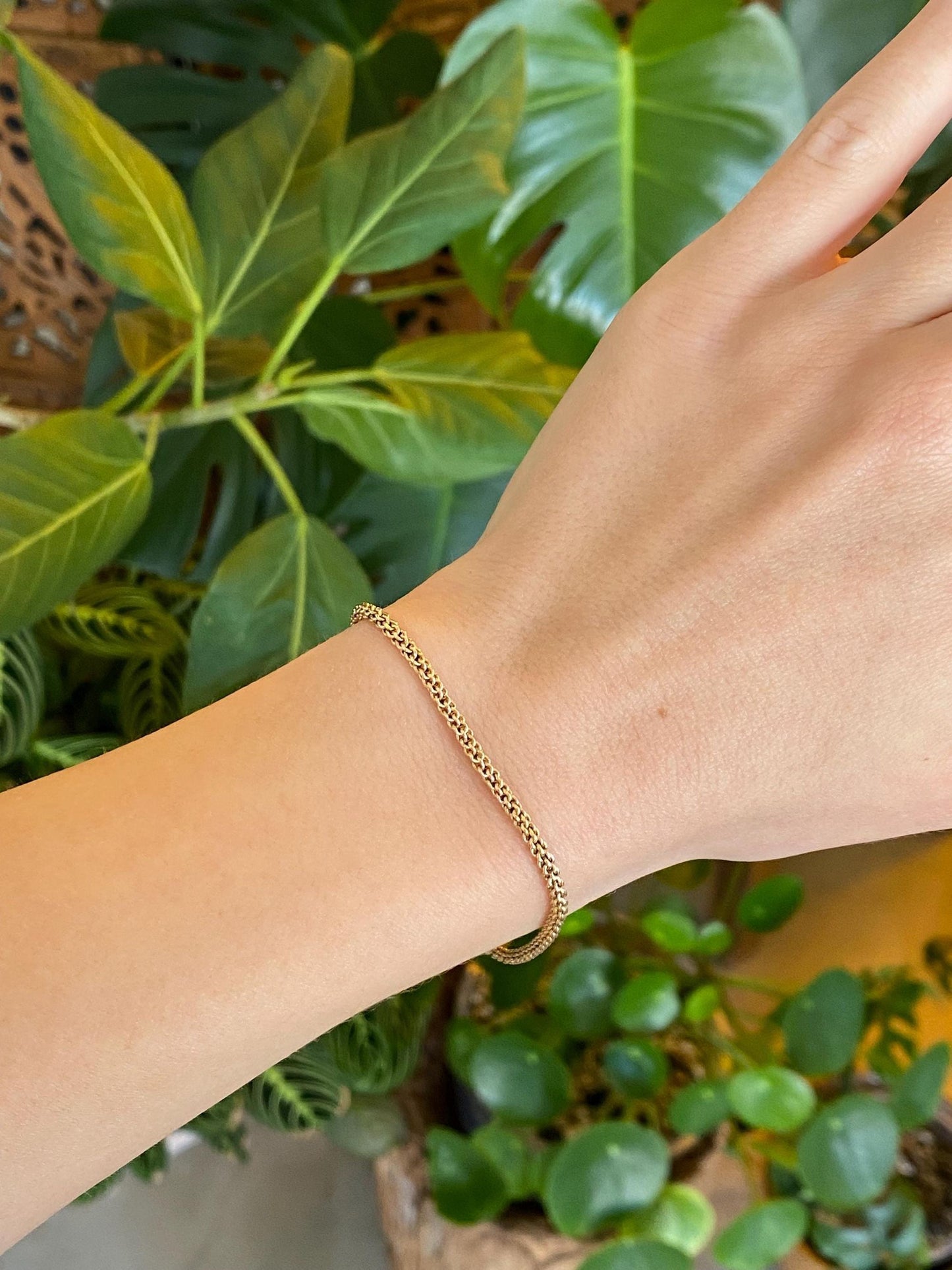 Vintage Solid 14k Yellow Gold Fancy Rounded Chain Bracelet - 7 inches