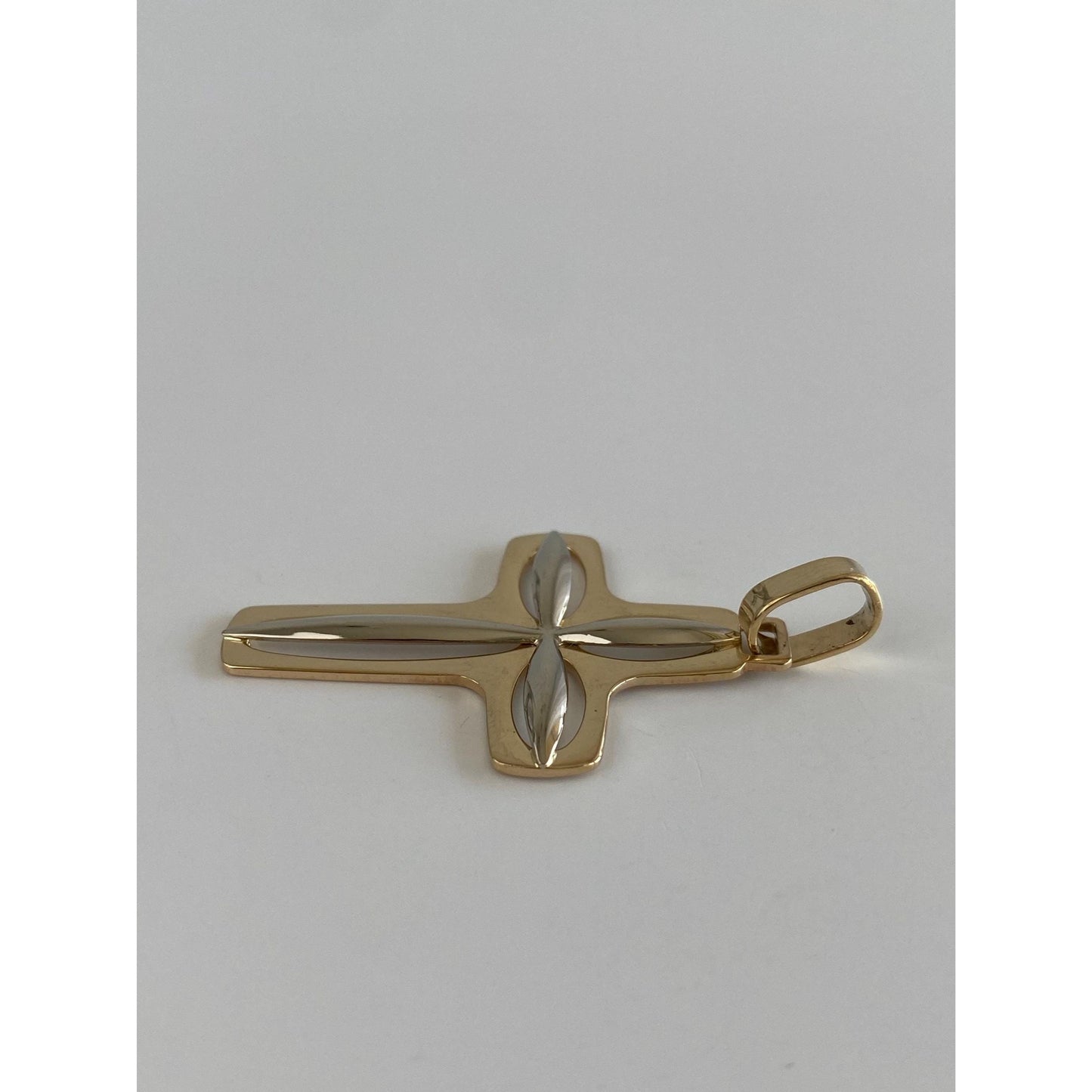 Vintage Solid 14k White & Yellow Gold Cross Charm