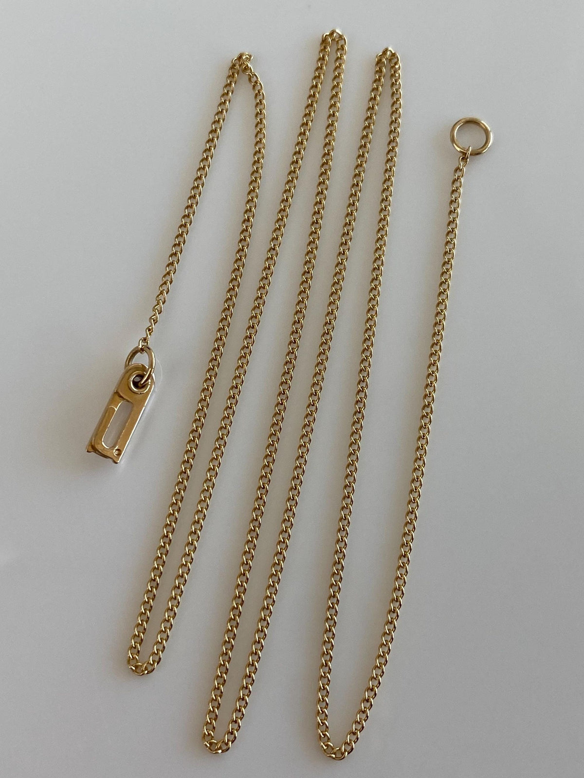 Vintage Solid 14k Yellow Gold Dainty Curb Chain Necklace - 18.5 inches