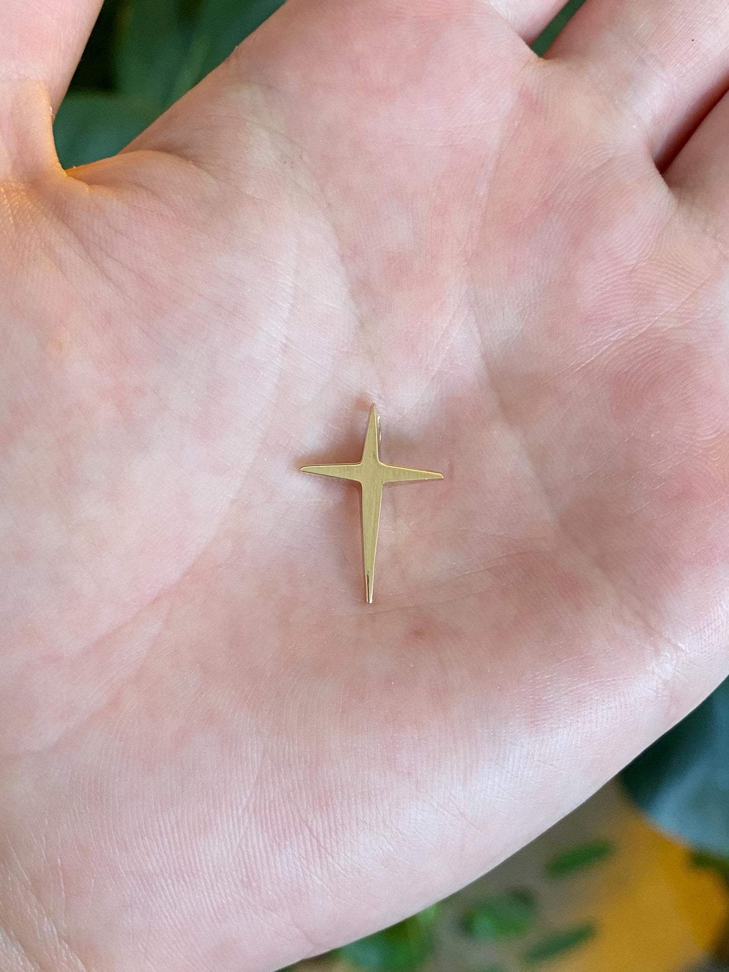 Vintage Solid 14k Yellow Gold Cross Charm