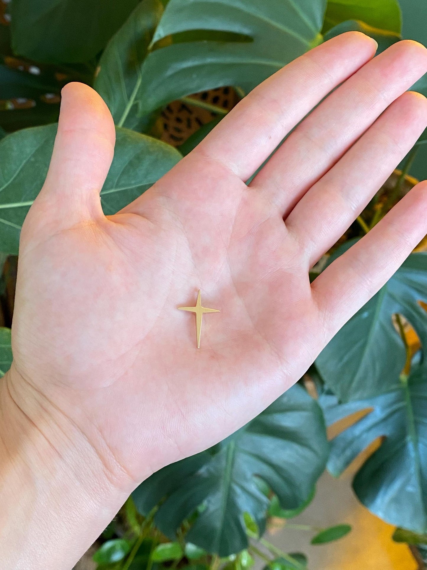 Vintage Solid 14k Yellow Gold Cross Charm