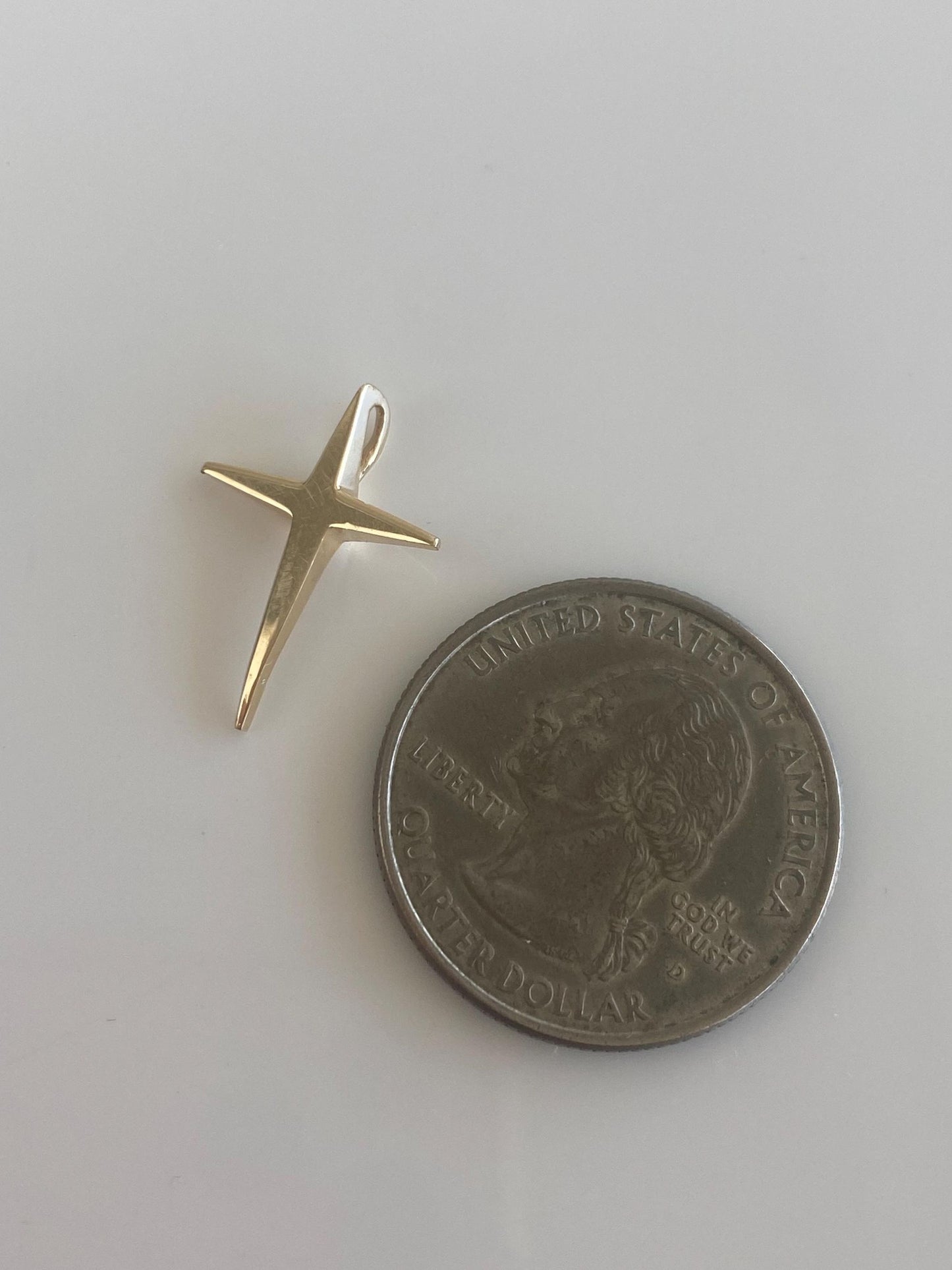 Vintage Solid 14k Yellow Gold Cross Charm
