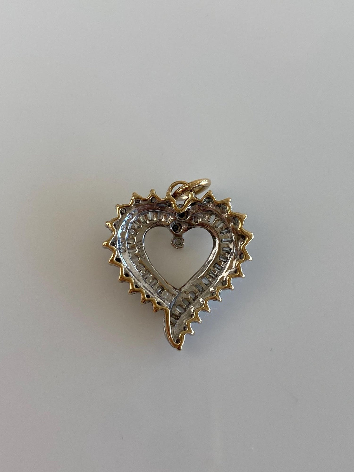 Vintage Solid 10k White & Yellow Gold Diamonds Heart Charm