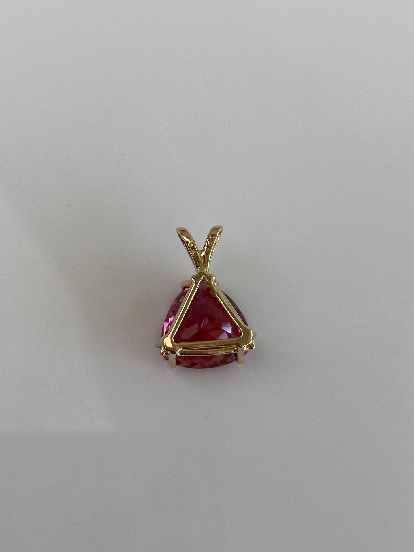 Vintage Solid 14k Yellow Gold Pink Tourmaline Charm
