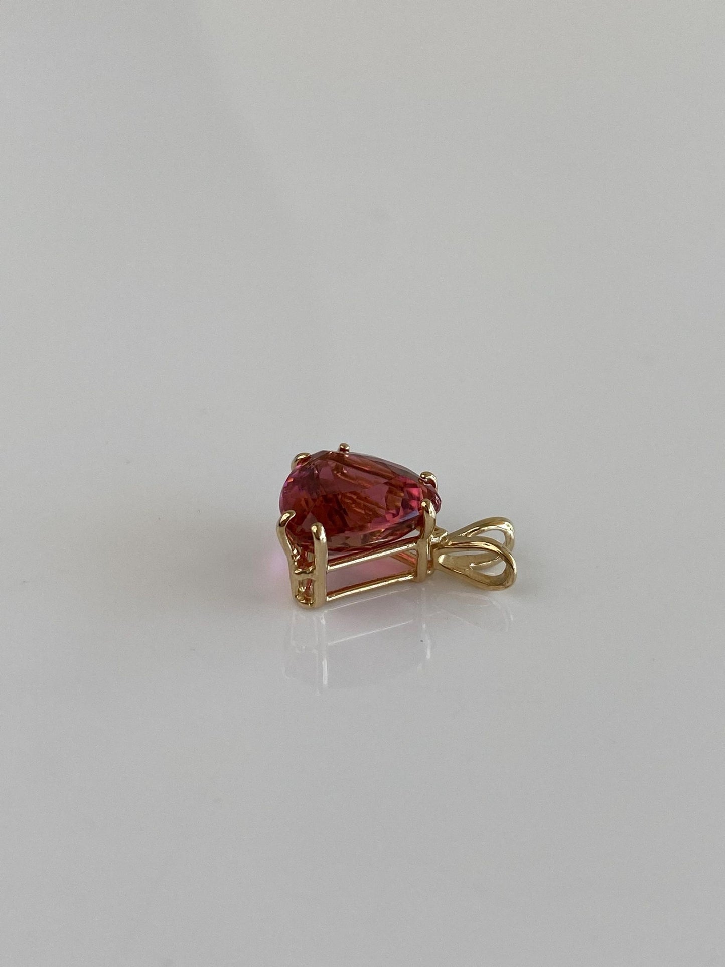 Vintage Solid 14k Yellow Gold Pink Tourmaline Charm