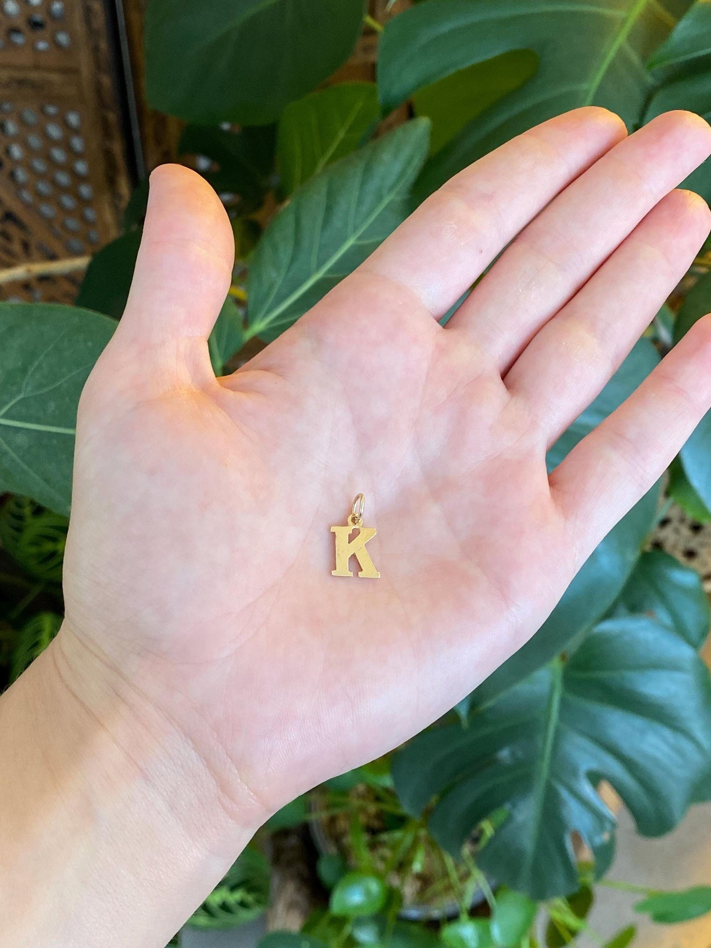 Solid 14k Yellow Gold Initial 'K' Charm