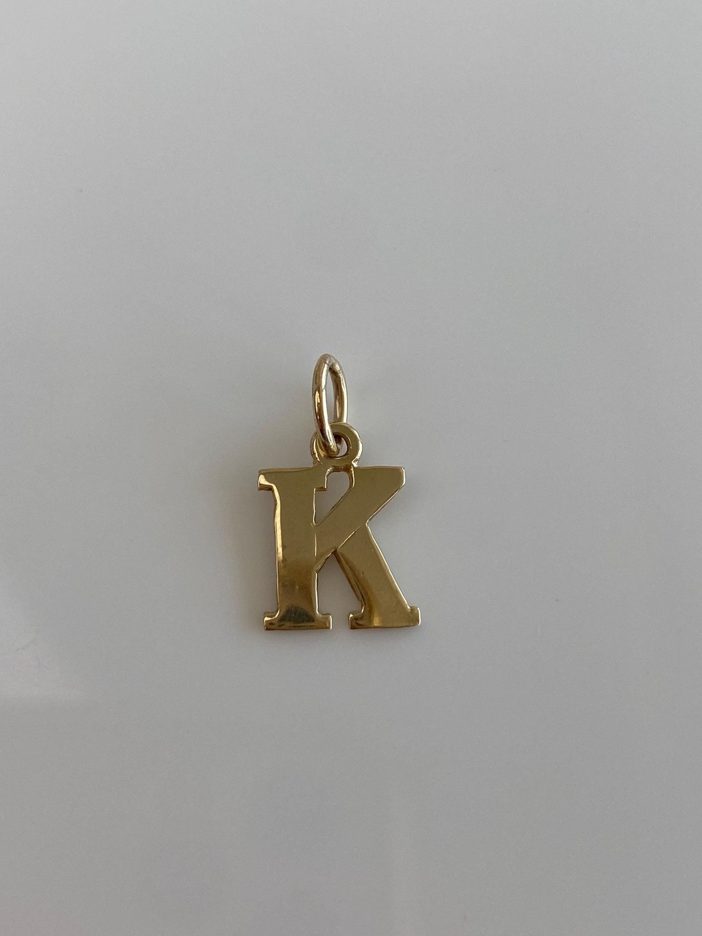 Solid 14k Yellow Gold Initial 'K' Charm