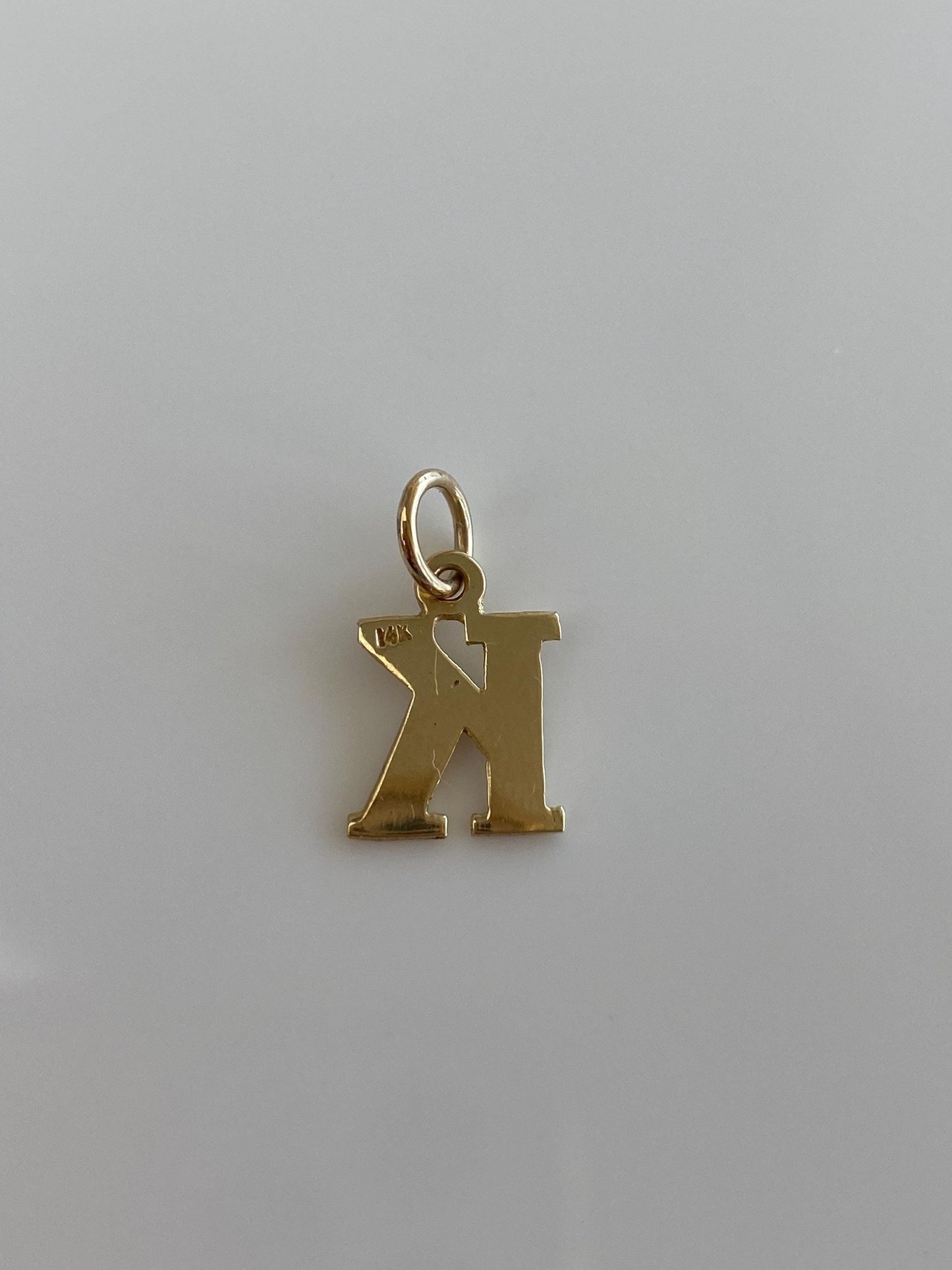 Solid 14k Yellow Gold Initial 'K' Charm