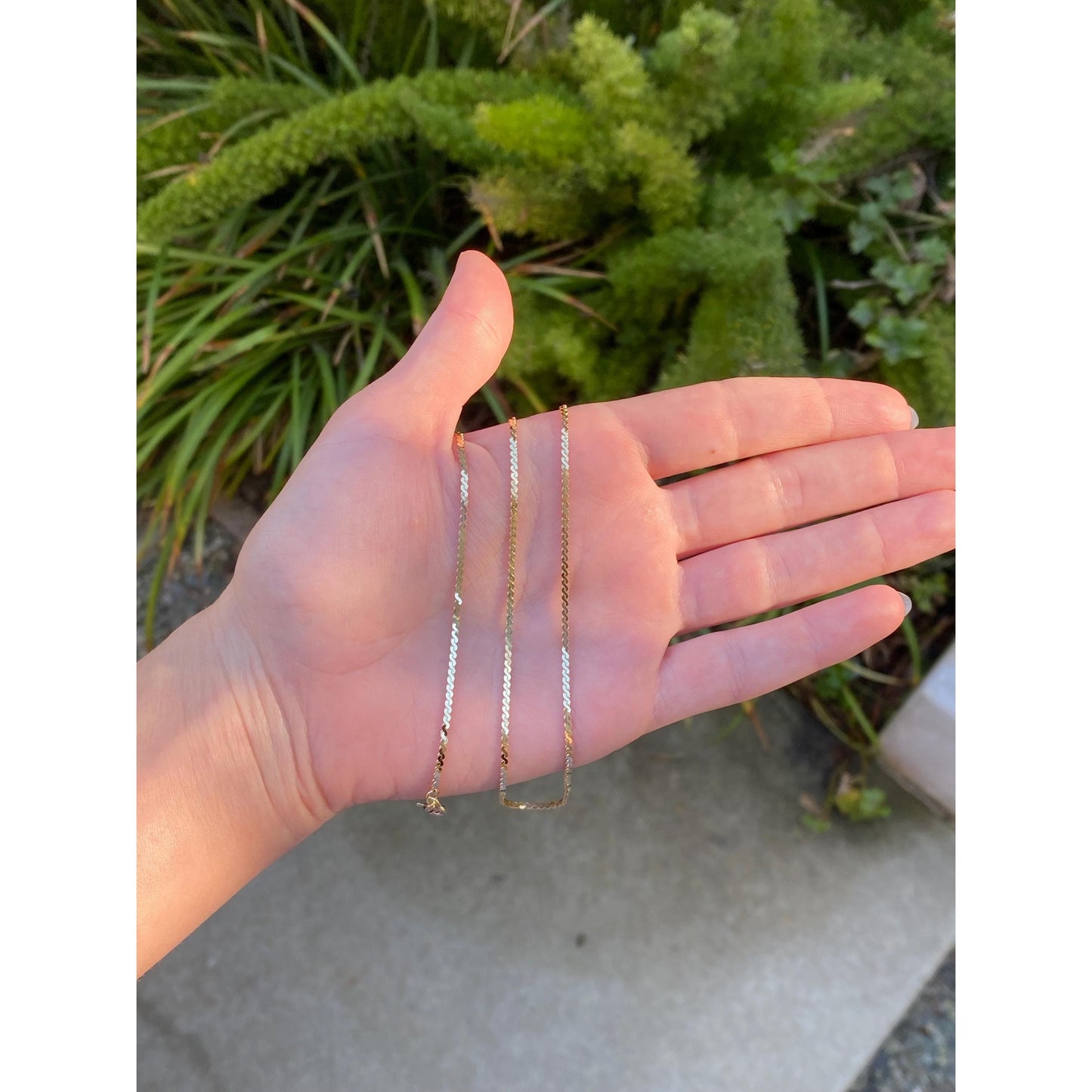 Vintage Solid 14k Yellow Gold Serpentine Chain Necklace - 17.5 inches