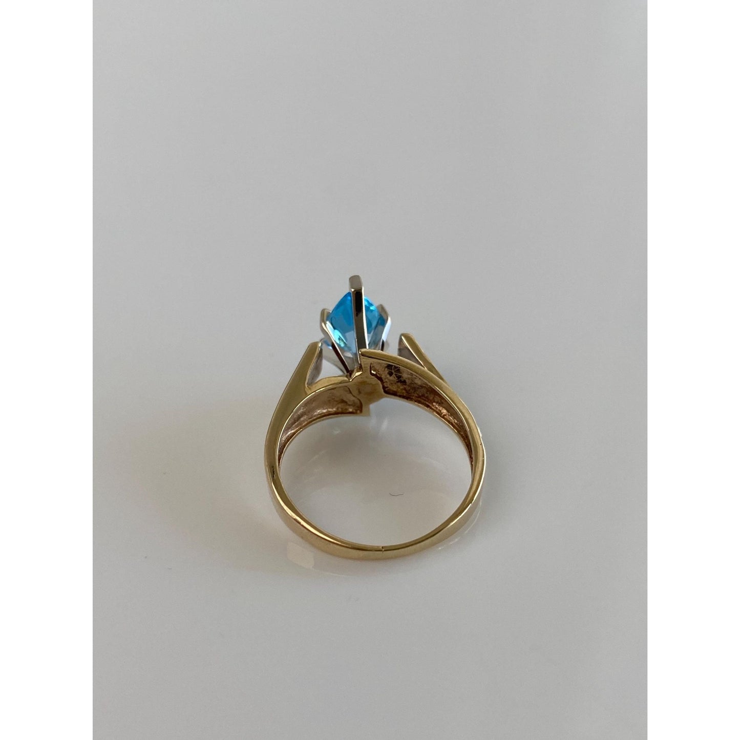 Vintage Solid 10k White & Yellow Gold Marquis Topaz Ring - Size 5