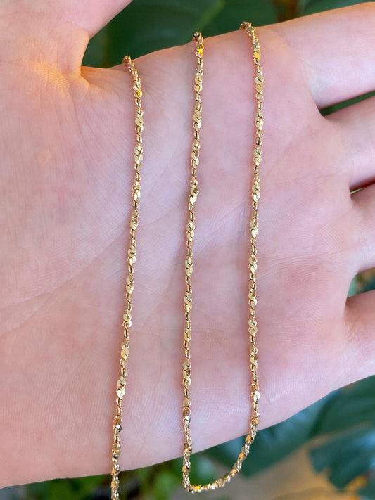 Vintage Solid 14k Yellow Gold Twisted Serpentine Chain Necklace - 16.75 inches