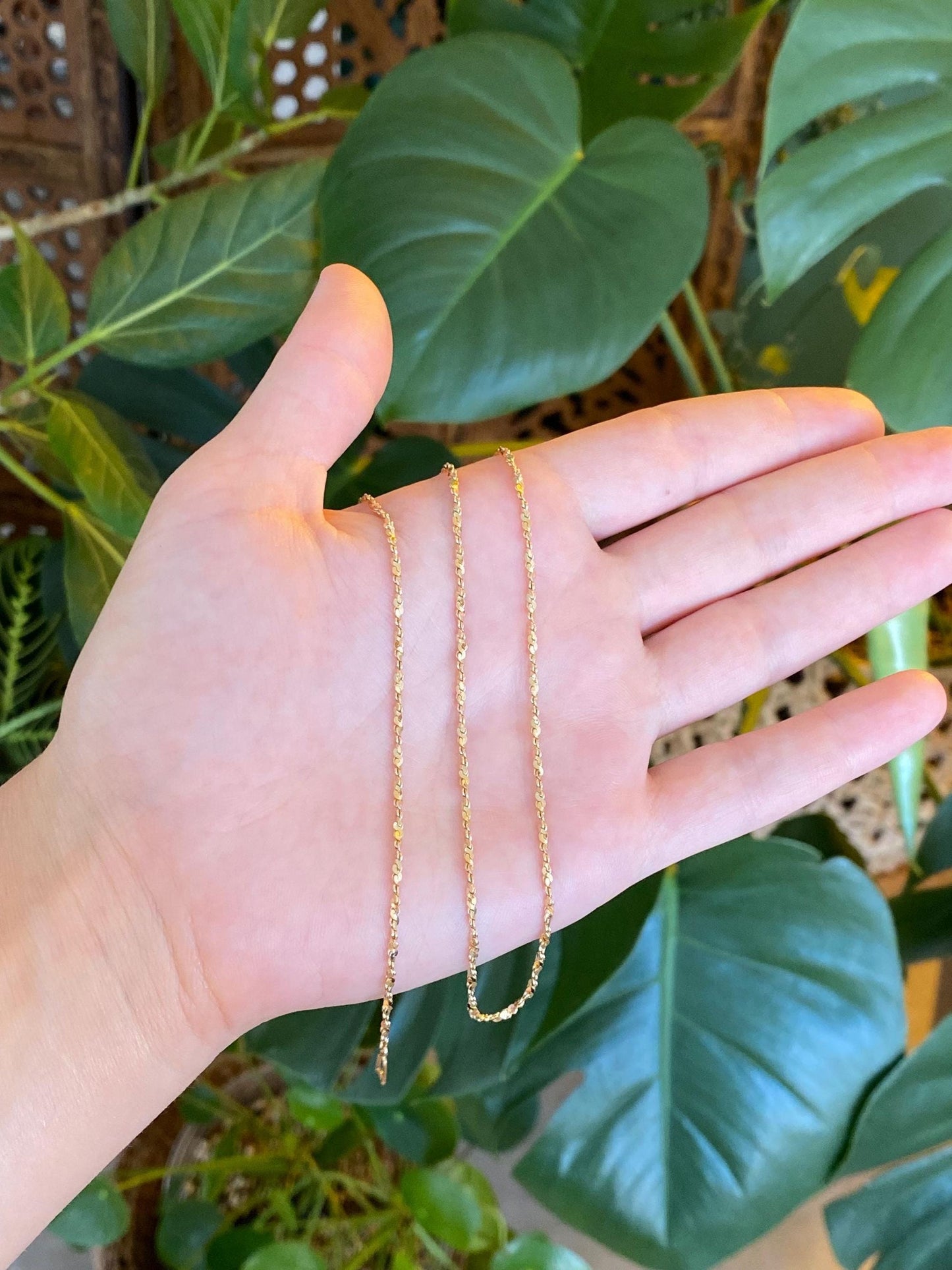Vintage Solid 14k Yellow Gold Twisted Serpentine Chain Necklace - 16.75 inches