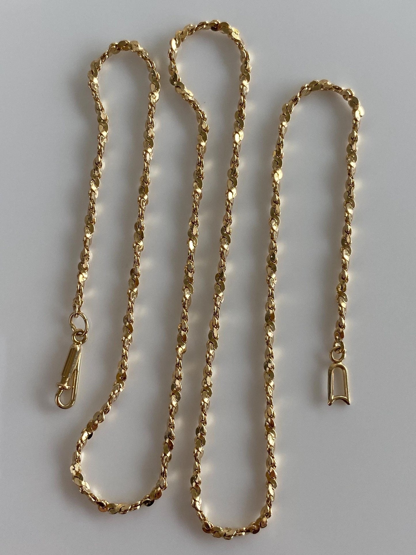 Vintage Solid 14k Yellow Gold Twisted Serpentine Chain Necklace - 16.75 inches