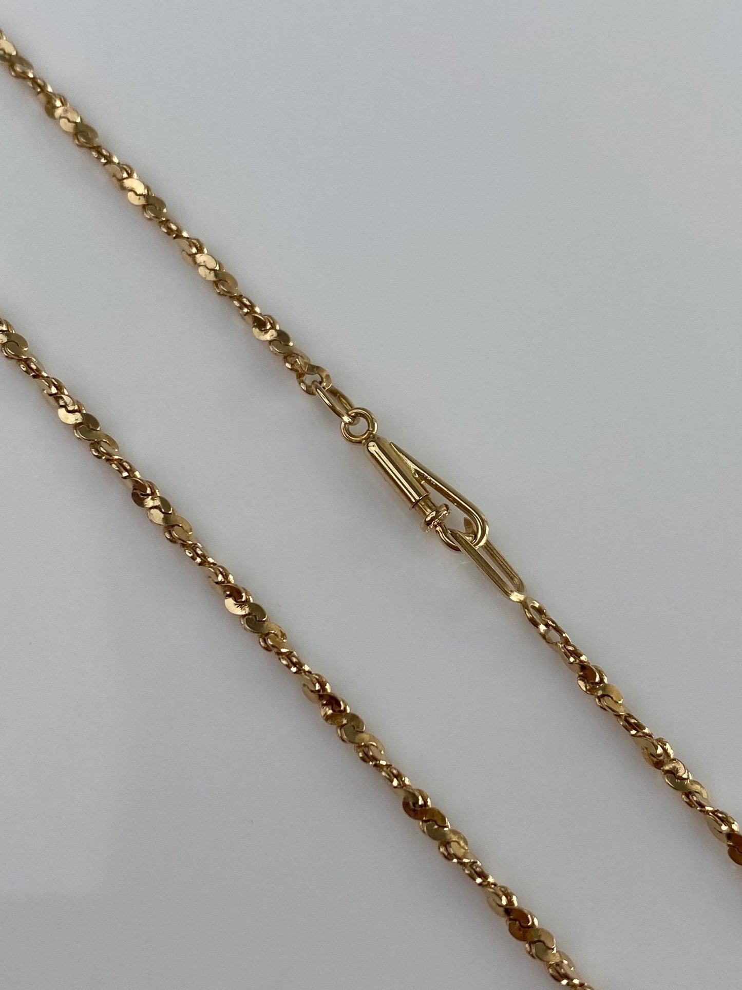 Vintage Solid 14k Yellow Gold Twisted Serpentine Chain Necklace - 16.75 inches
