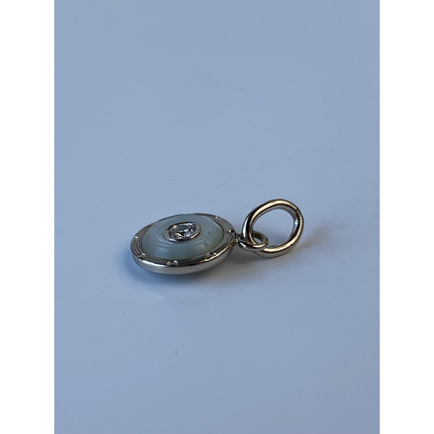 Vintage Solid 14k Yellow & White Gold Diamond MOP Small Cufflink Conversion Charm