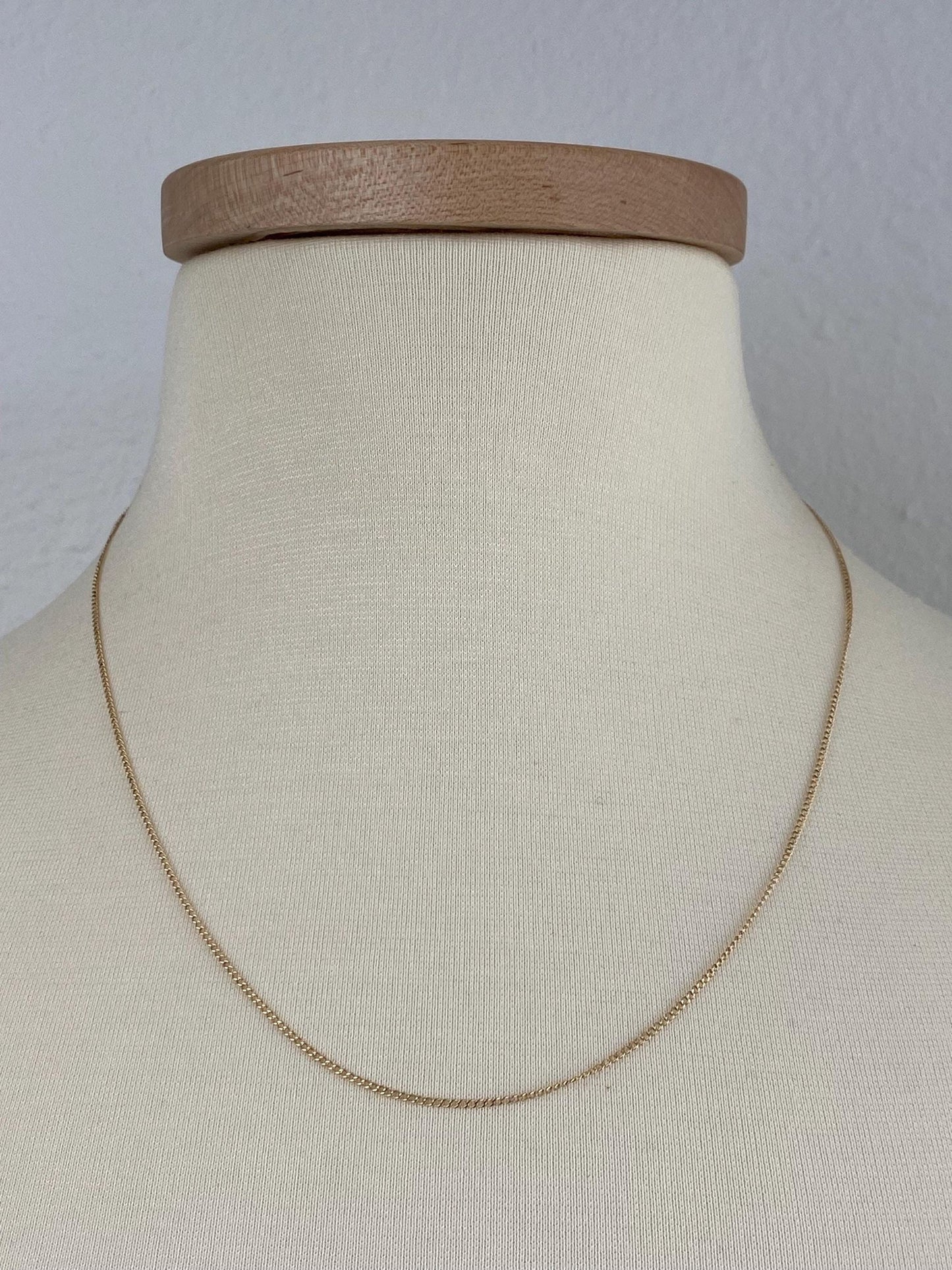 Vintage Solid 14k Yellow Gold Dainty Curb Chain Necklace - 20 inches