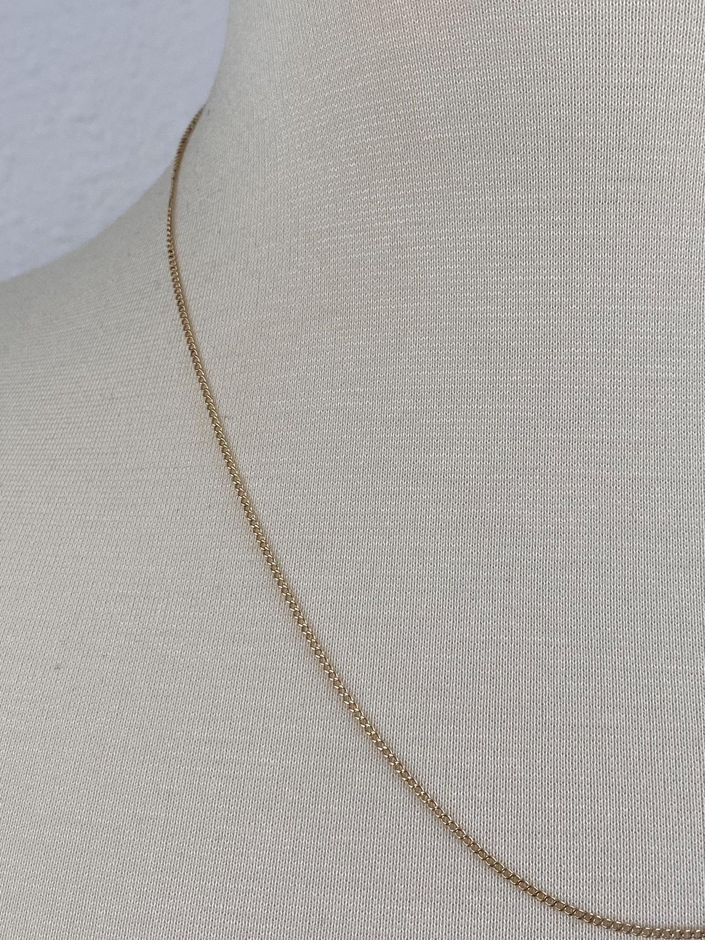 Vintage Solid 14k Yellow Gold Dainty Curb Chain Necklace - 20 inches