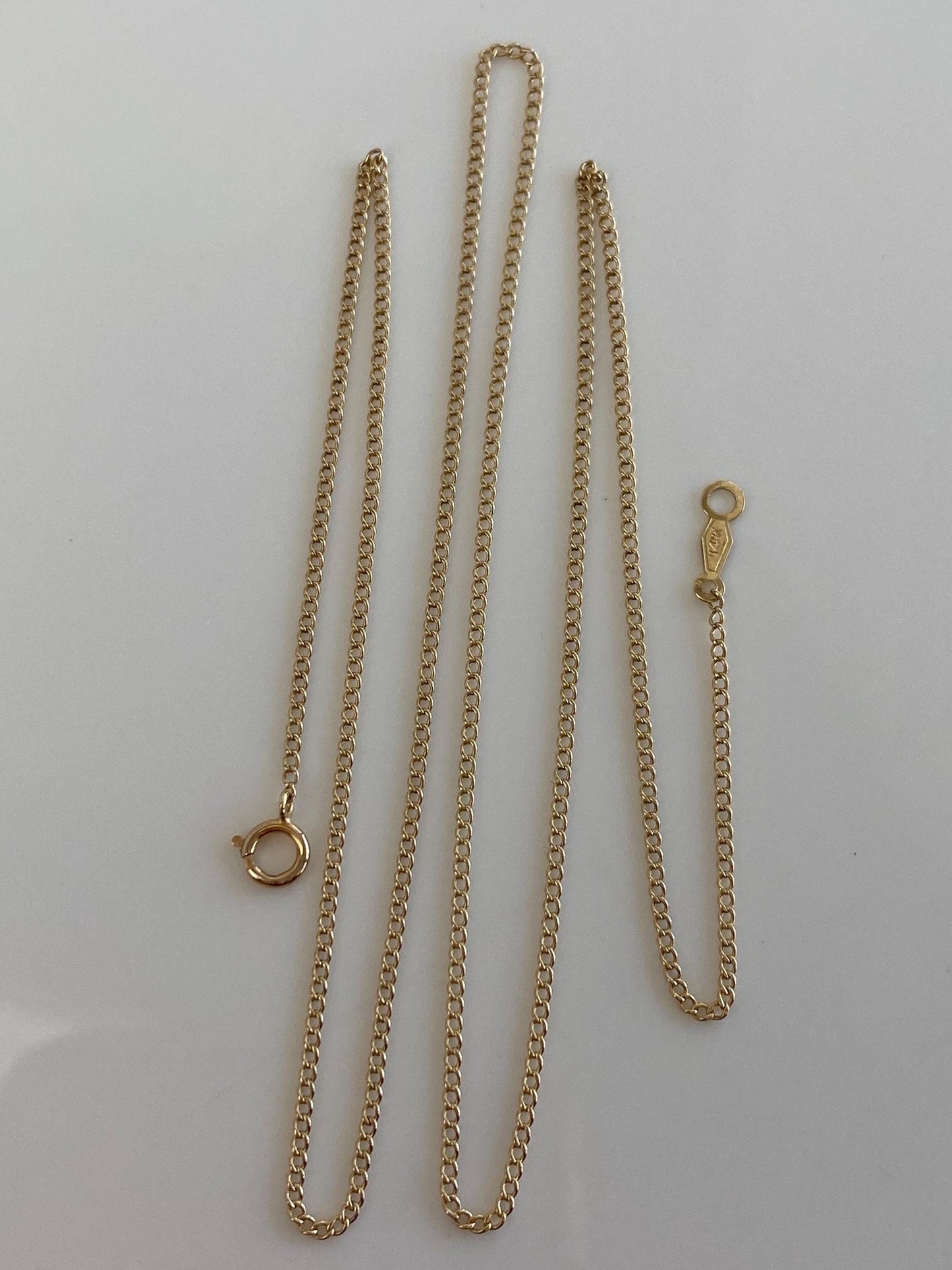 Vintage Solid 14k Yellow Gold Dainty Curb Chain Necklace - 20 inches