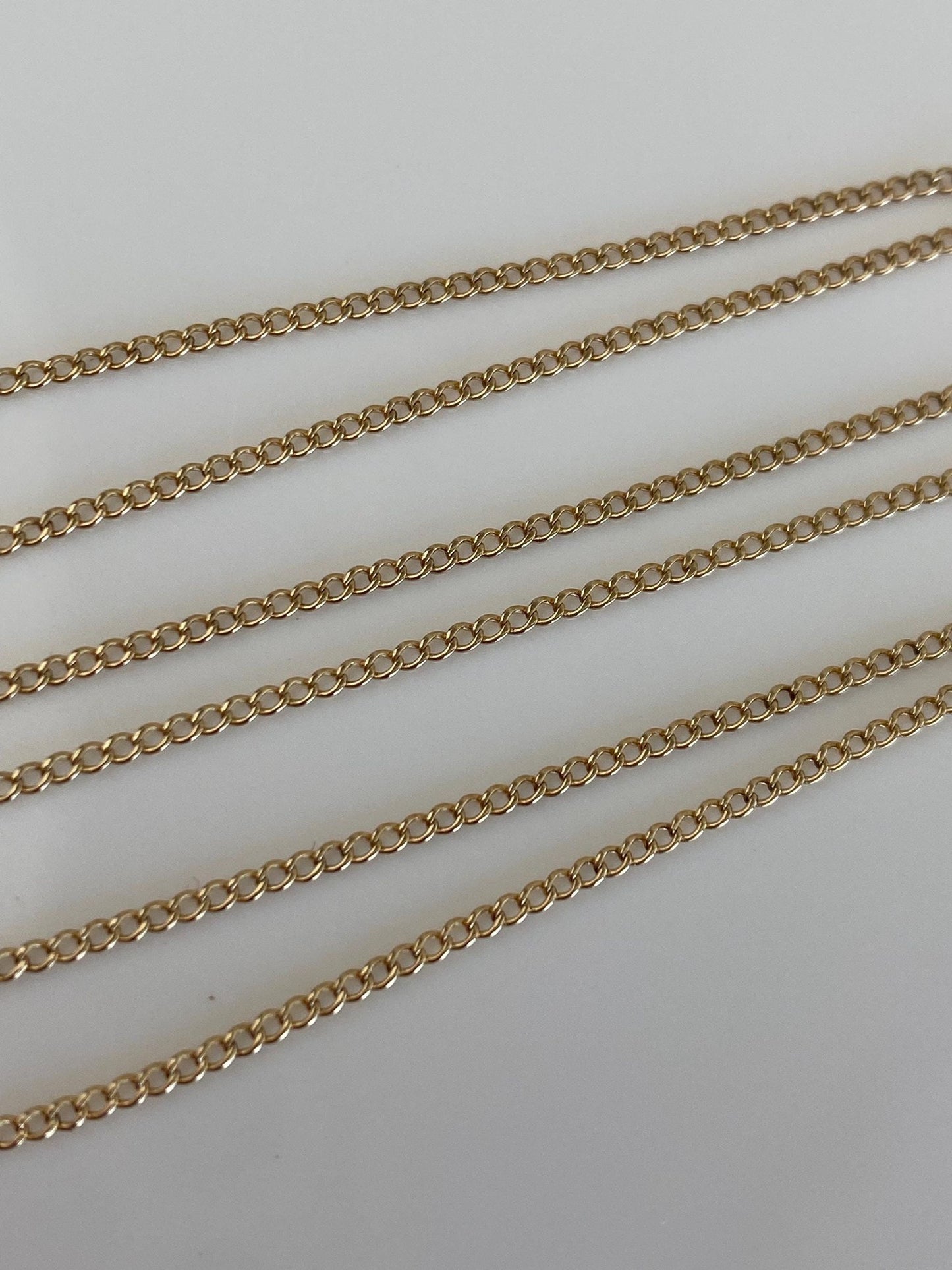 Vintage Solid 14k Yellow Gold Dainty Curb Chain Necklace - 20 inches