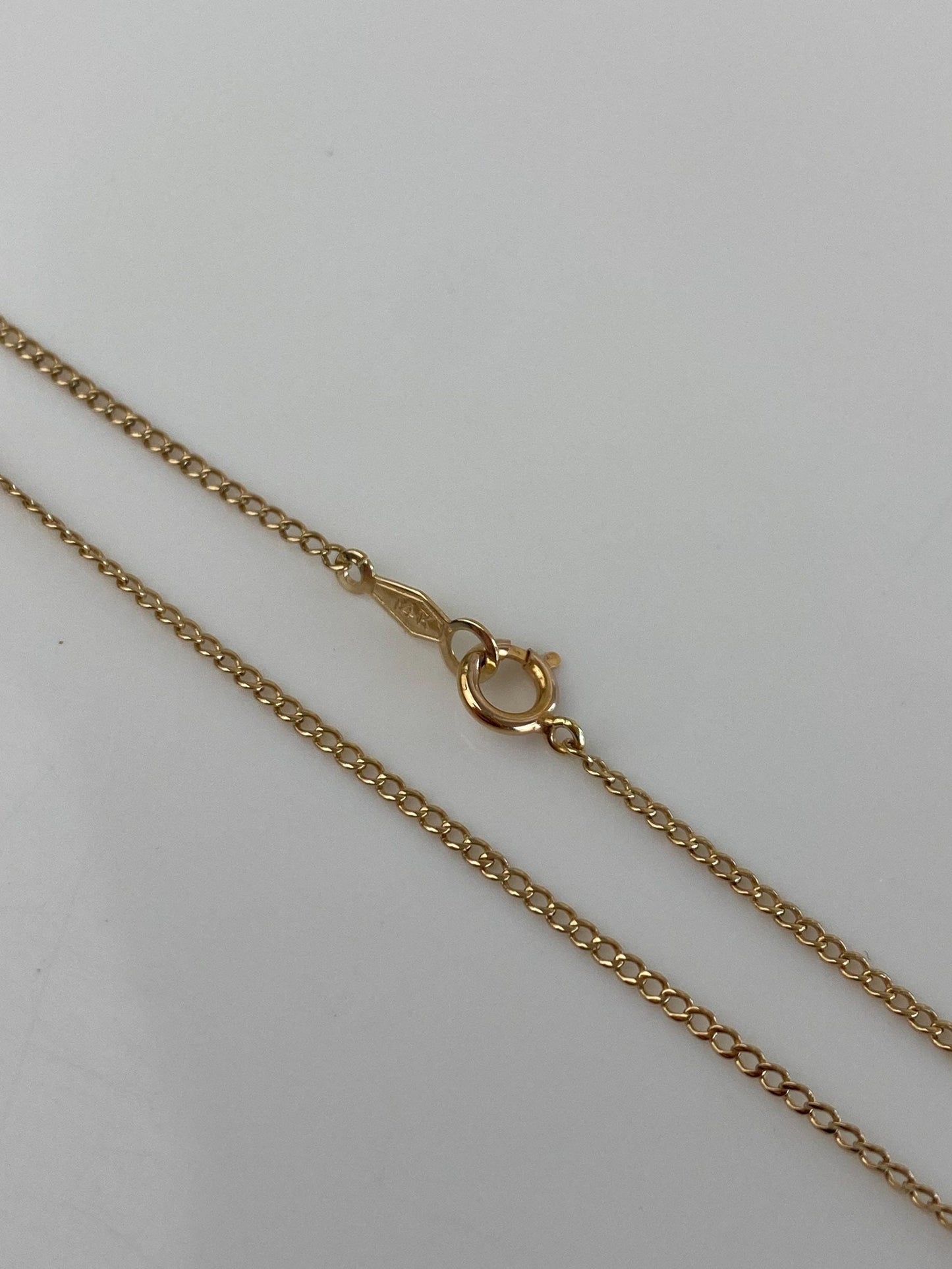 Vintage Solid 14k Yellow Gold Dainty Curb Chain Necklace - 20 inches