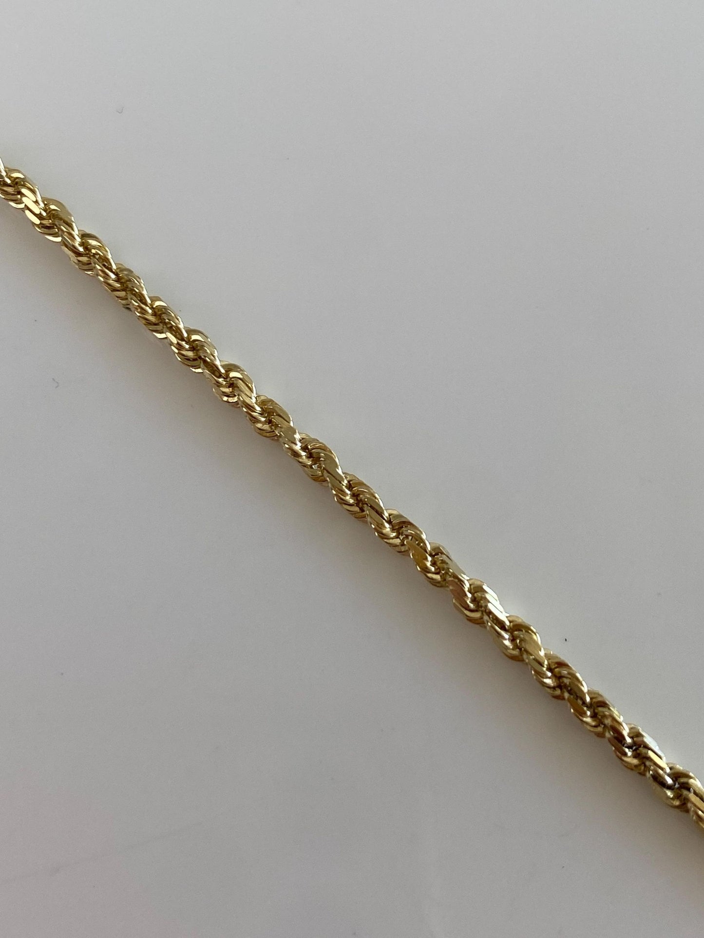 Vintage Solid 14k Yellow Gold Rope Chain Anklet - 8.25 inches