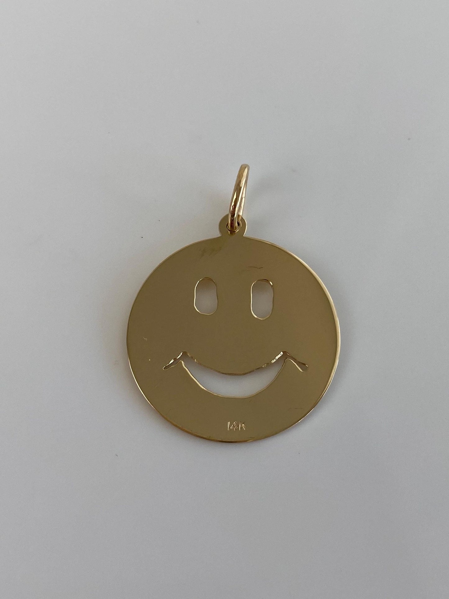 Vintage Solid 14k Yellow Gold Smiley Face Charm