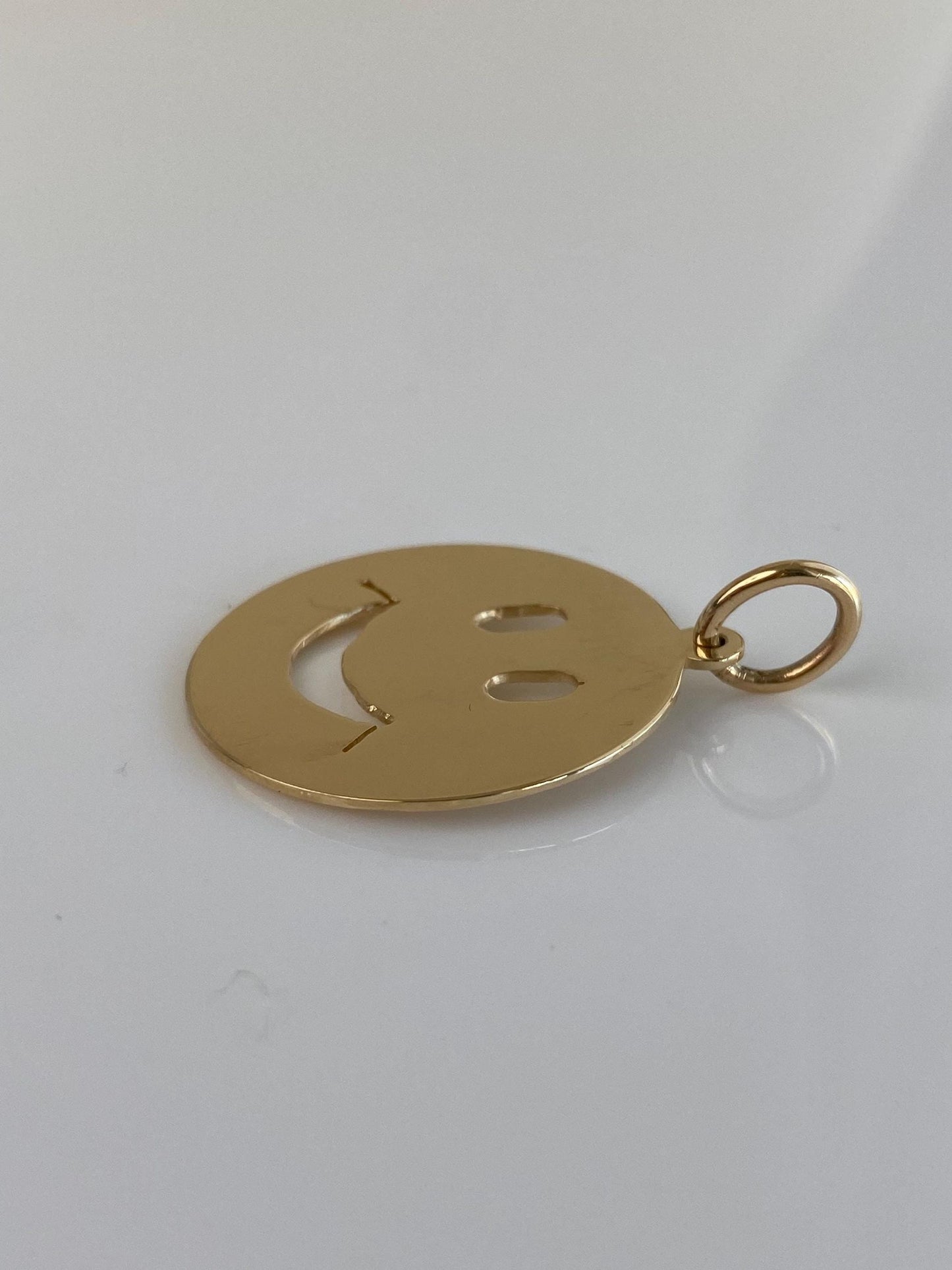 Vintage Solid 14k Yellow Gold Smiley Face Charm