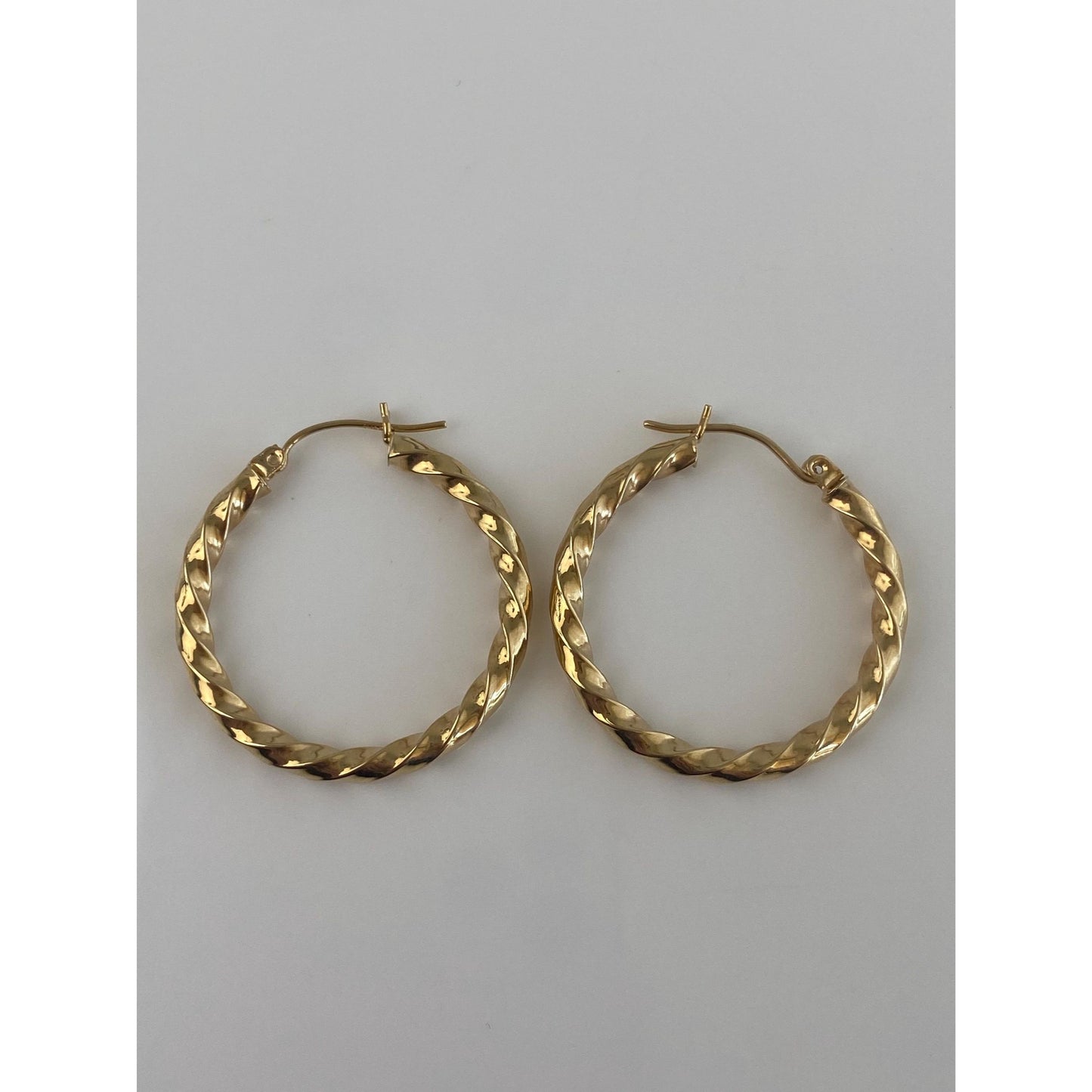 Vintage 14k Yellow Gold Twisted Hoop Earrings