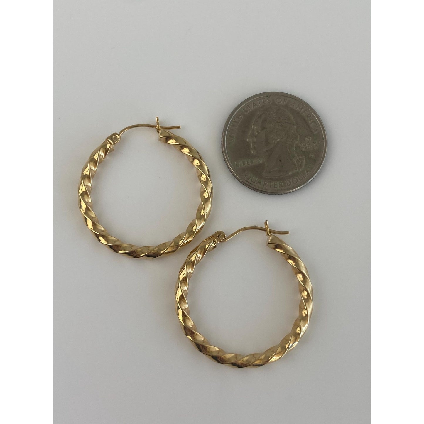 Vintage 14k Yellow Gold Twisted Hoop Earrings
