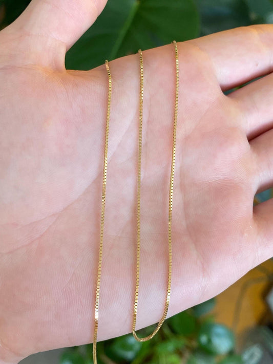 Vintage Solid 14k Yellow Gold Box Chain Necklace - 16.75 inches