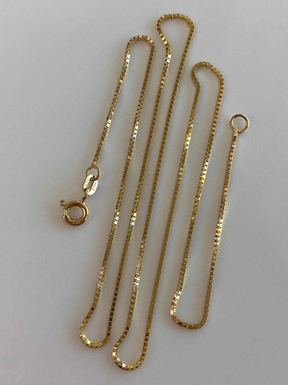 Vintage Solid 14k Yellow Gold Box Chain Necklace - 16.75 inches