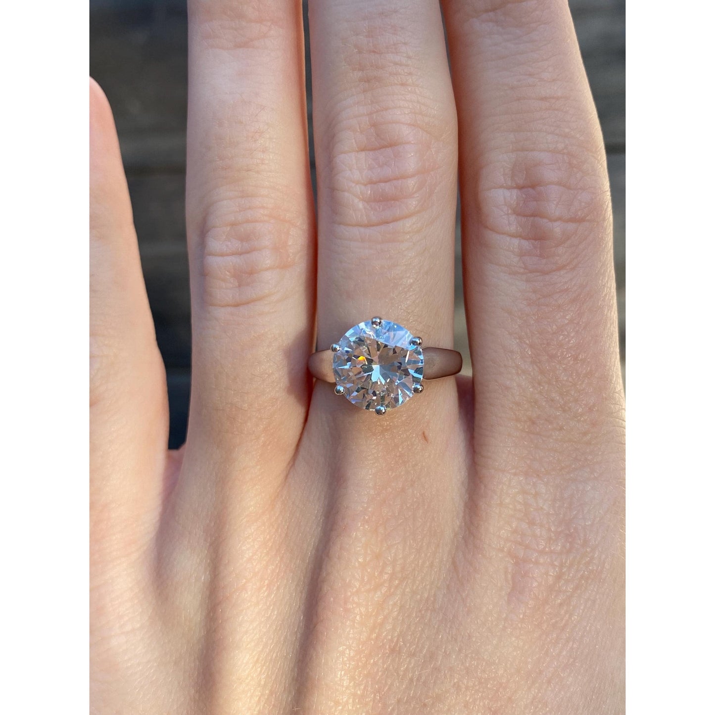 Vintage Solid 10k White Gold Clear Cubic Zirconia Ring - Size 6.75