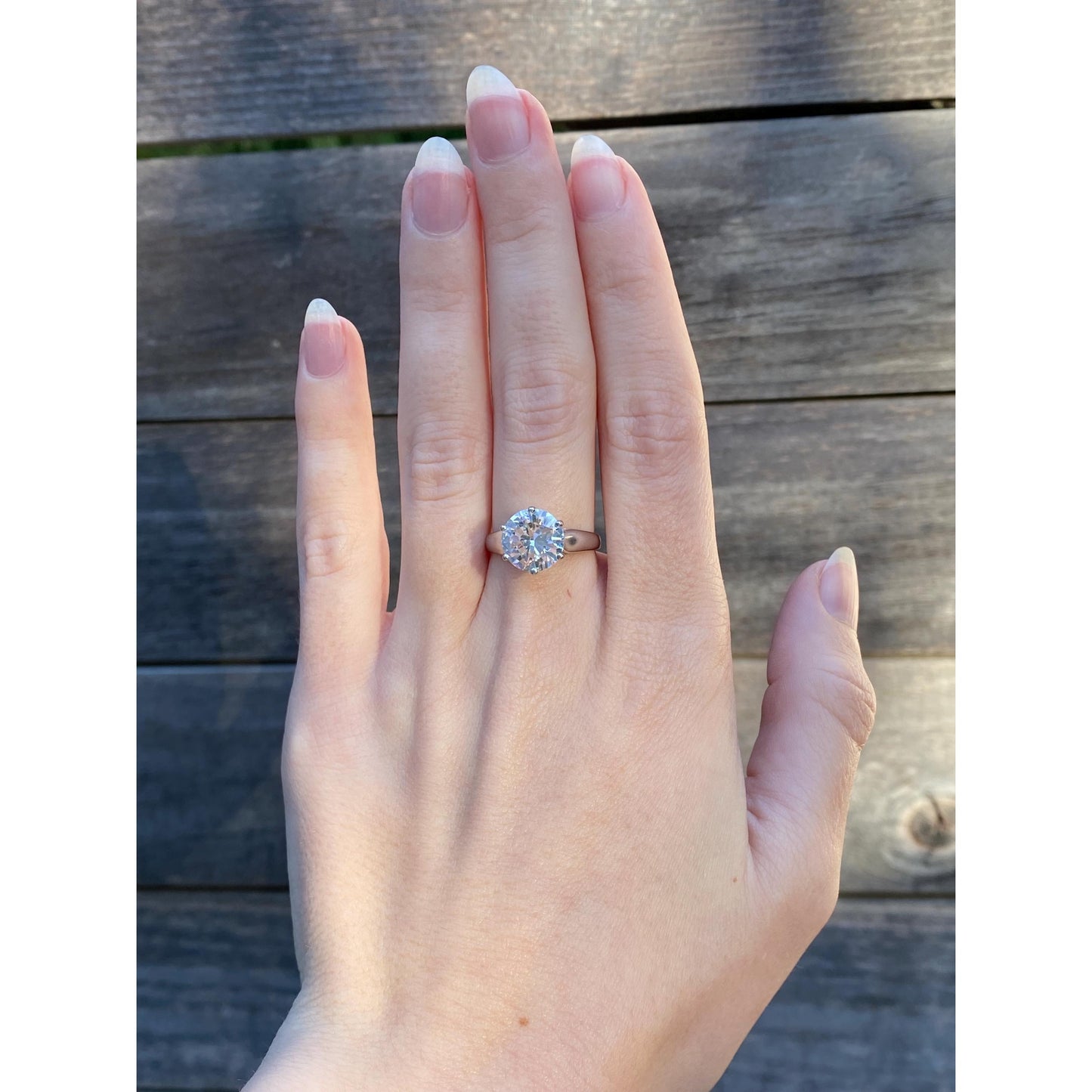 Vintage Solid 10k White Gold Clear Cubic Zirconia Ring - Size 6.75