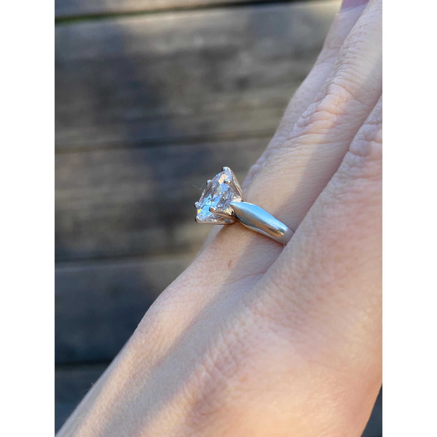 Vintage Solid 10k White Gold Clear Cubic Zirconia Ring - Size 6.75