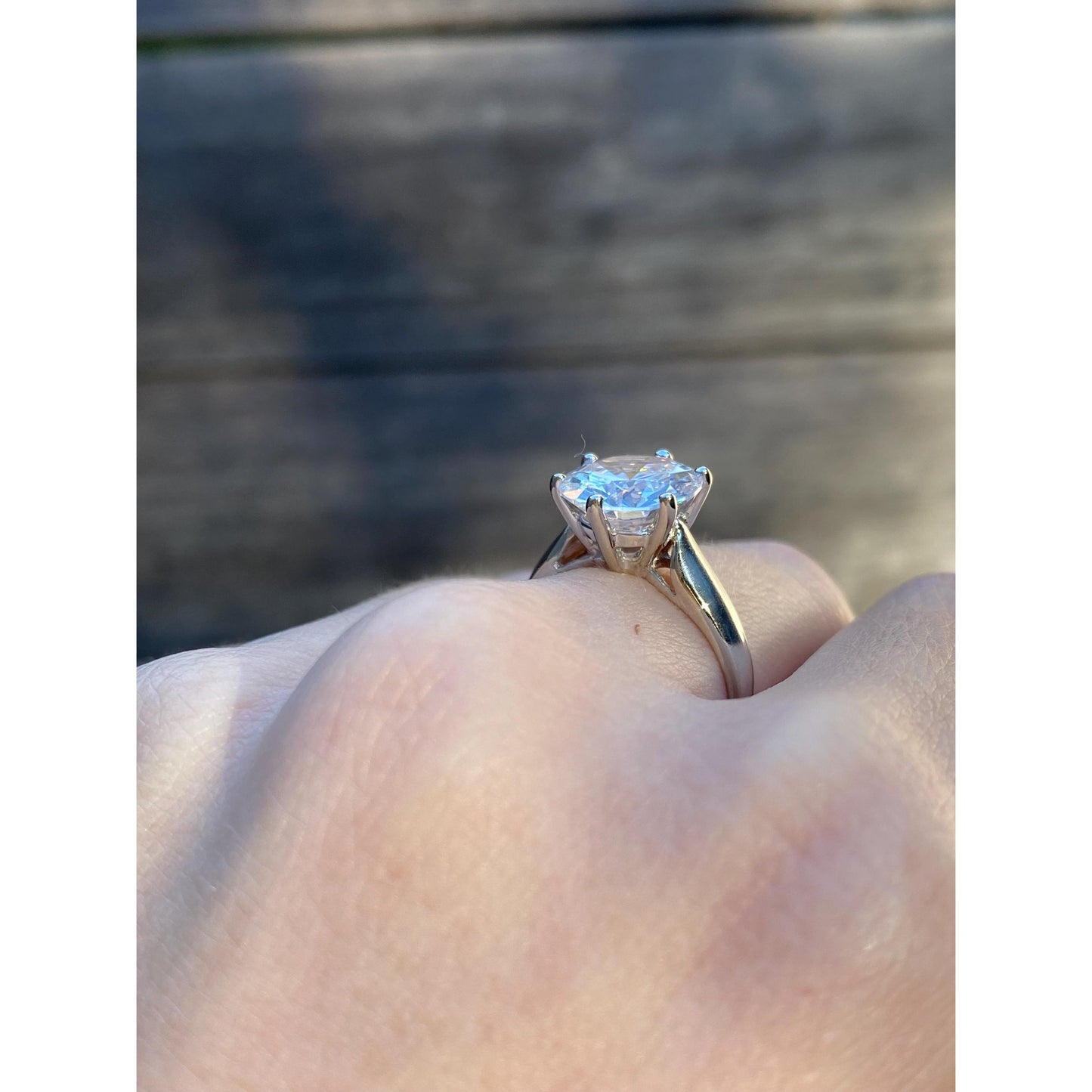 Vintage Solid 10k White Gold Clear Cubic Zirconia Ring - Size 6.75