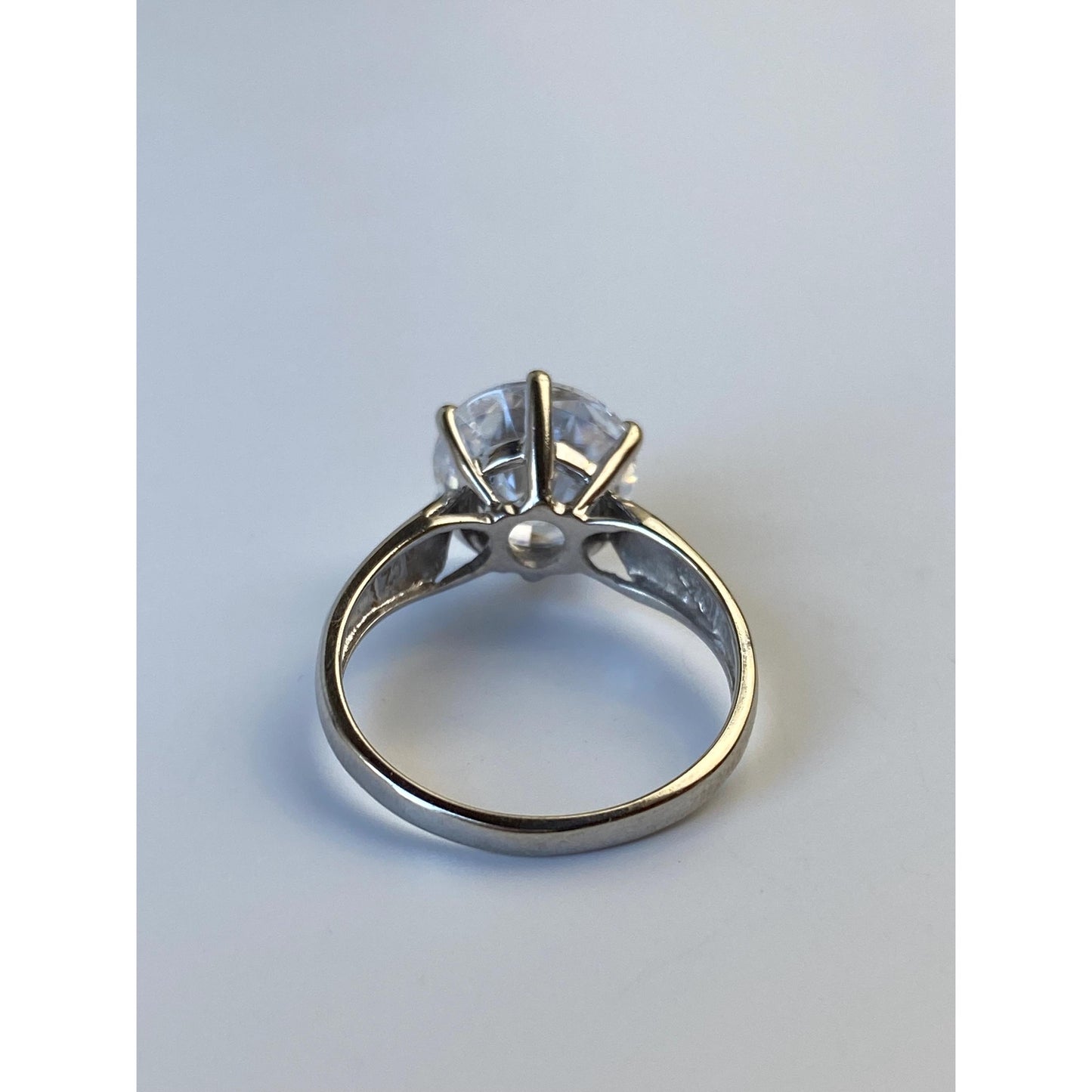 Vintage Solid 10k White Gold Clear Cubic Zirconia Ring - Size 6.75