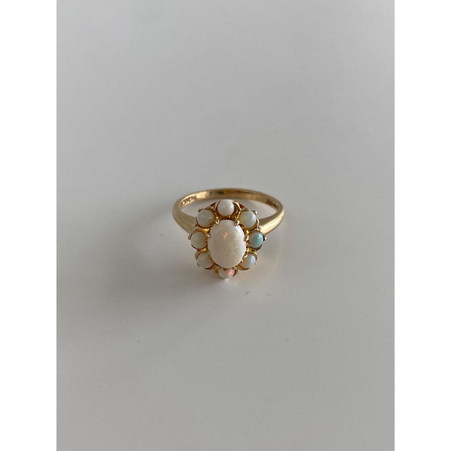 Vintage Solid 10k Yellow Gold Opal Cluster Ring - Size 4.75