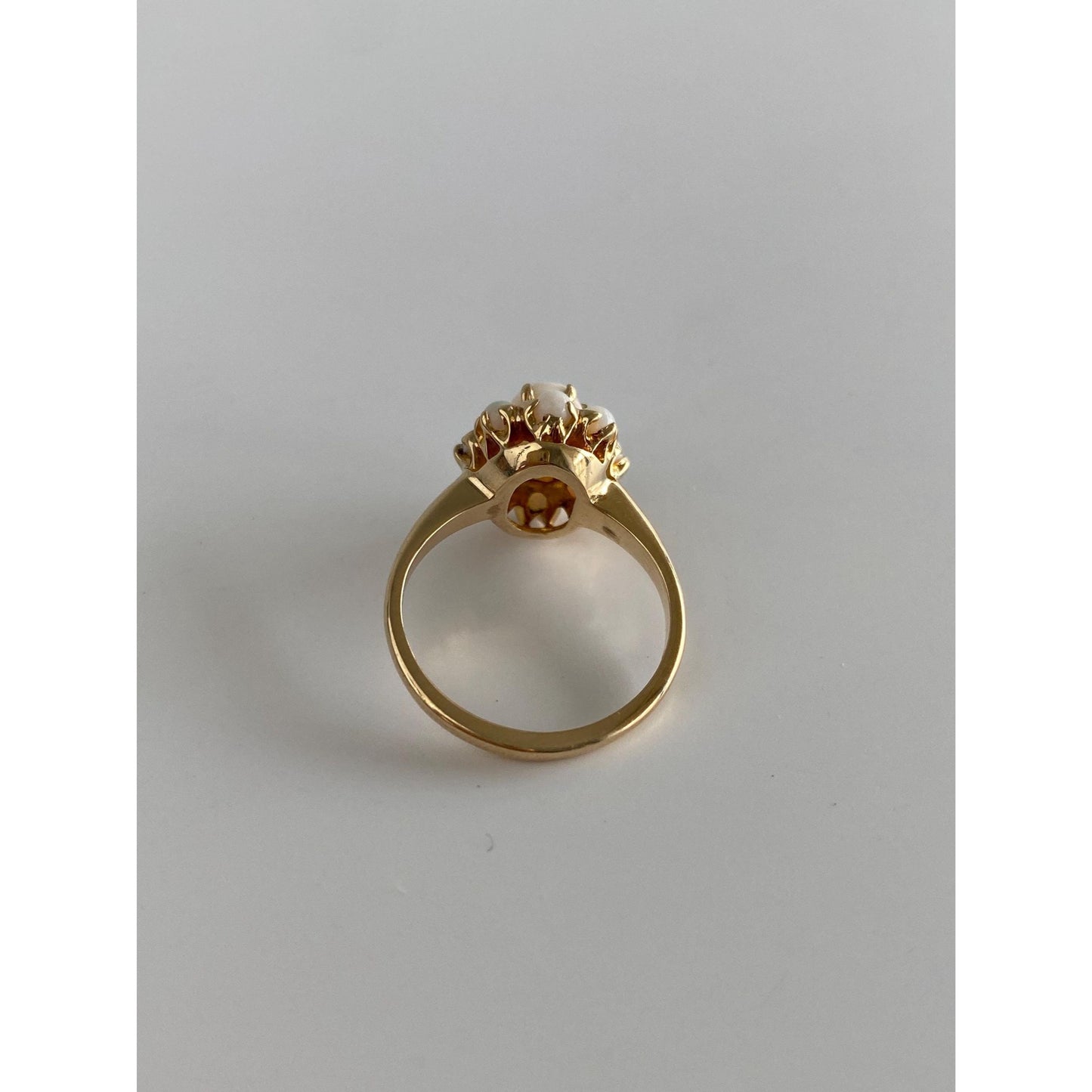 Vintage Solid 10k Yellow Gold Opal Cluster Ring - Size 4.75