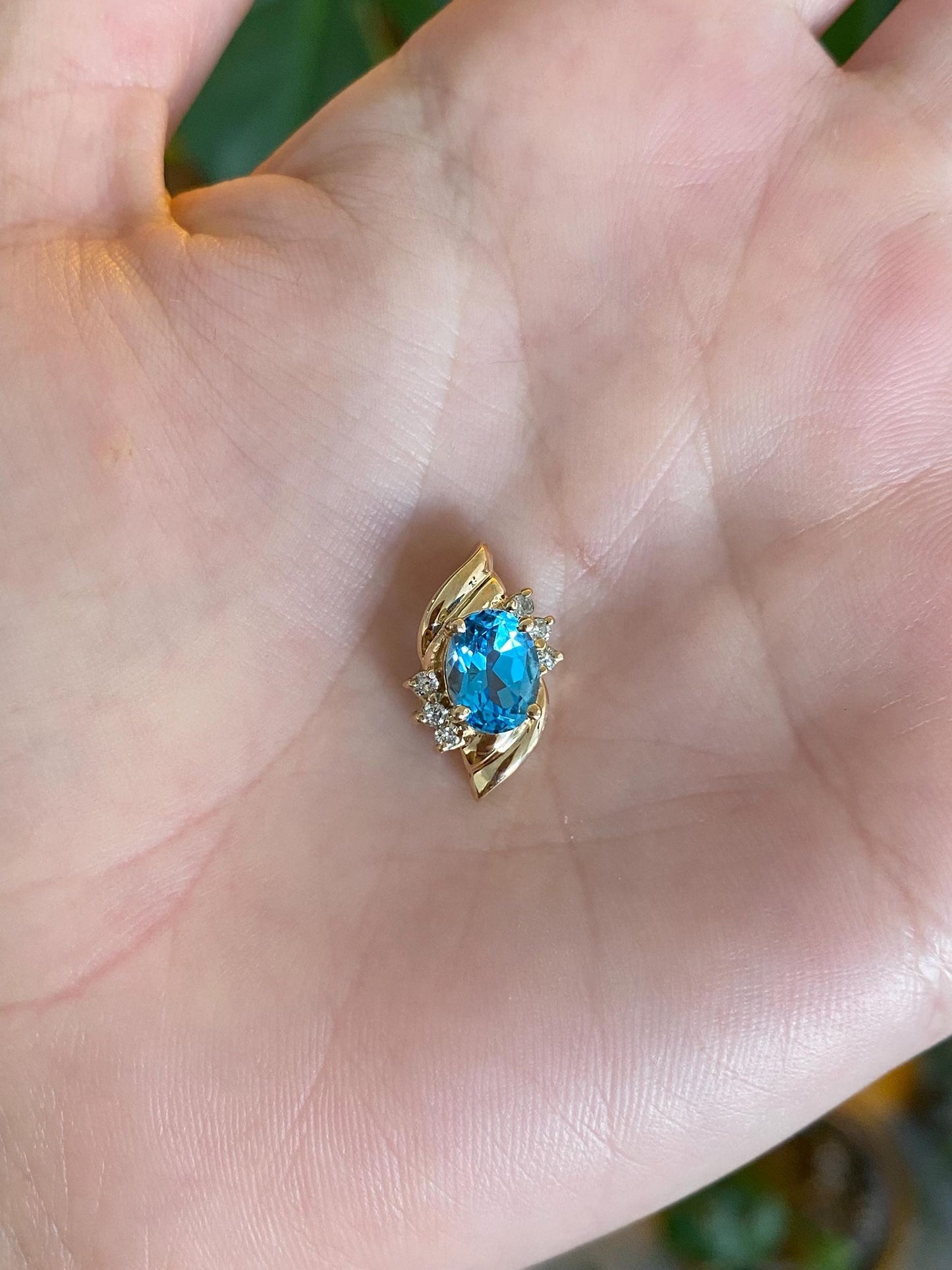 Vintage Solid 14k Yellow Gold Diamond Topaz Slide Charm