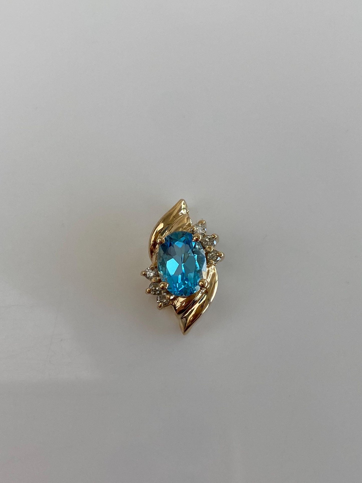 Vintage Solid 14k Yellow Gold Diamond Topaz Slide Charm