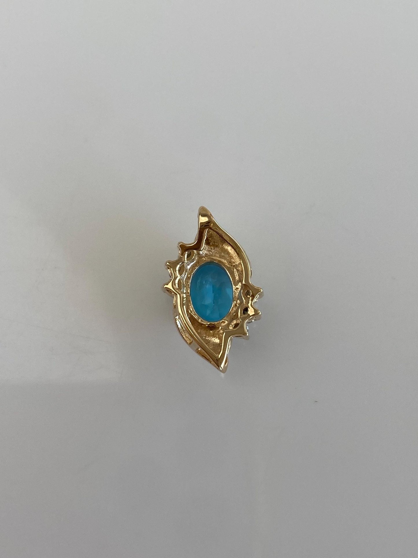 Vintage Solid 14k Yellow Gold Diamond Topaz Slide Charm