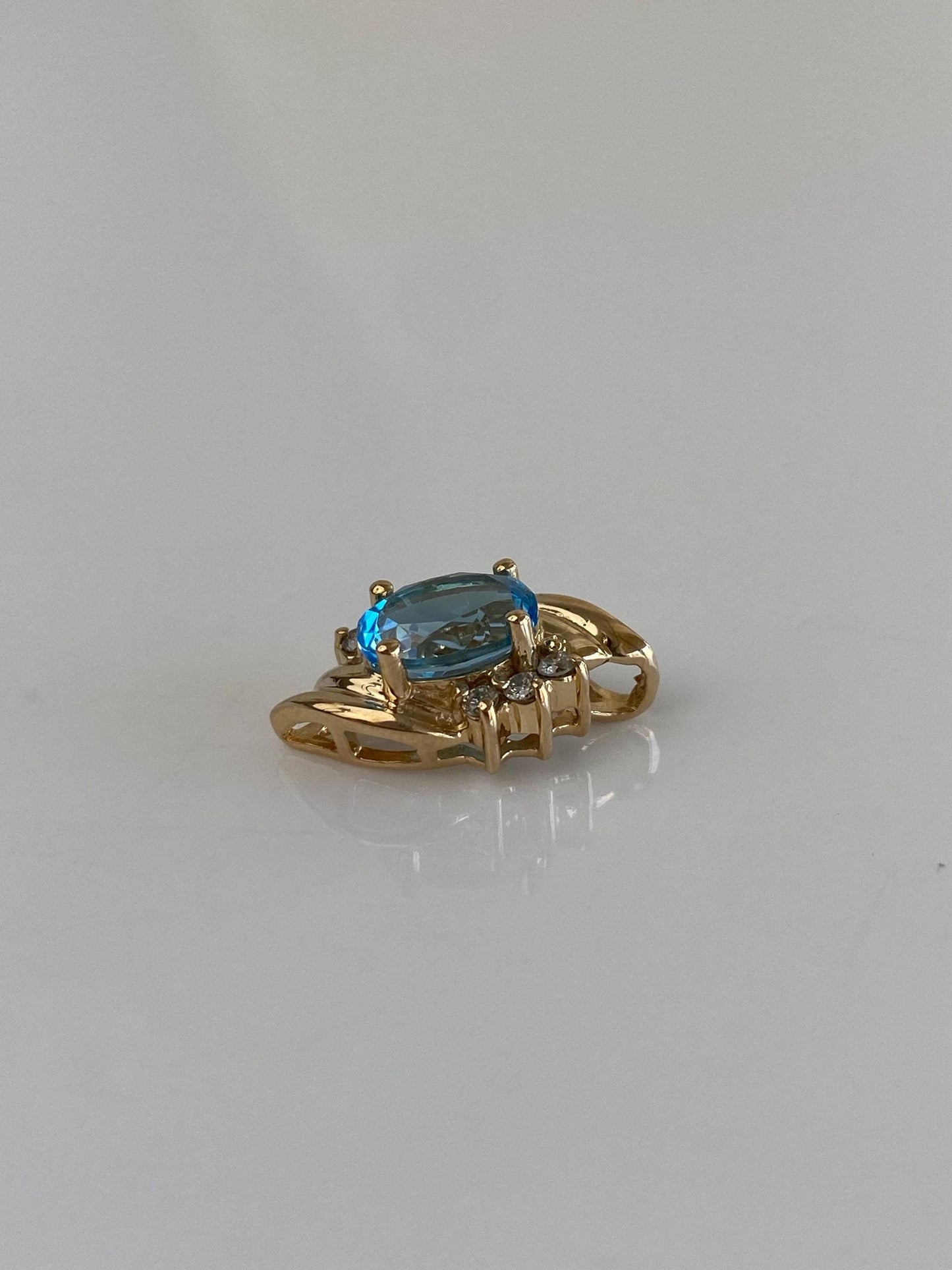 Vintage Solid 14k Yellow Gold Diamond Topaz Slide Charm