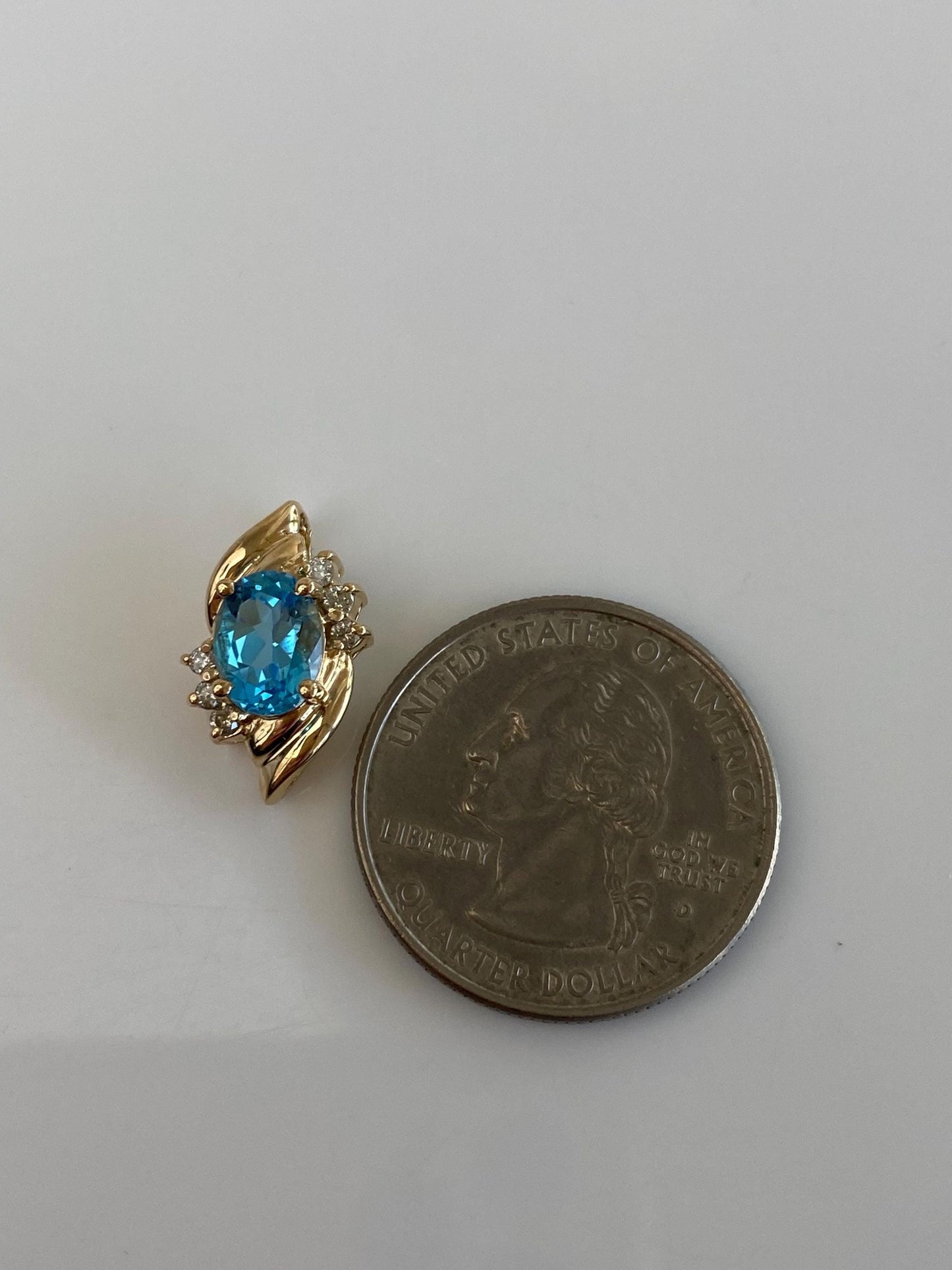Vintage Solid 14k Yellow Gold Diamond Topaz Slide Charm