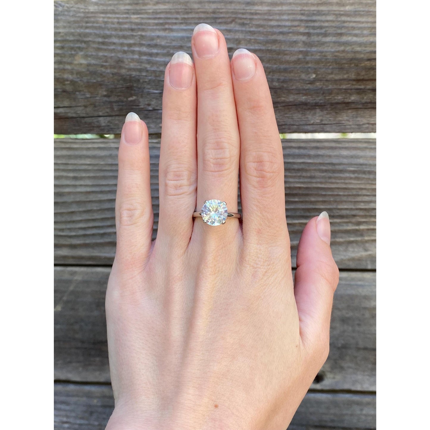 Vintage Solid 14k White Gold Clear Sapphire Ring - Size 7.75