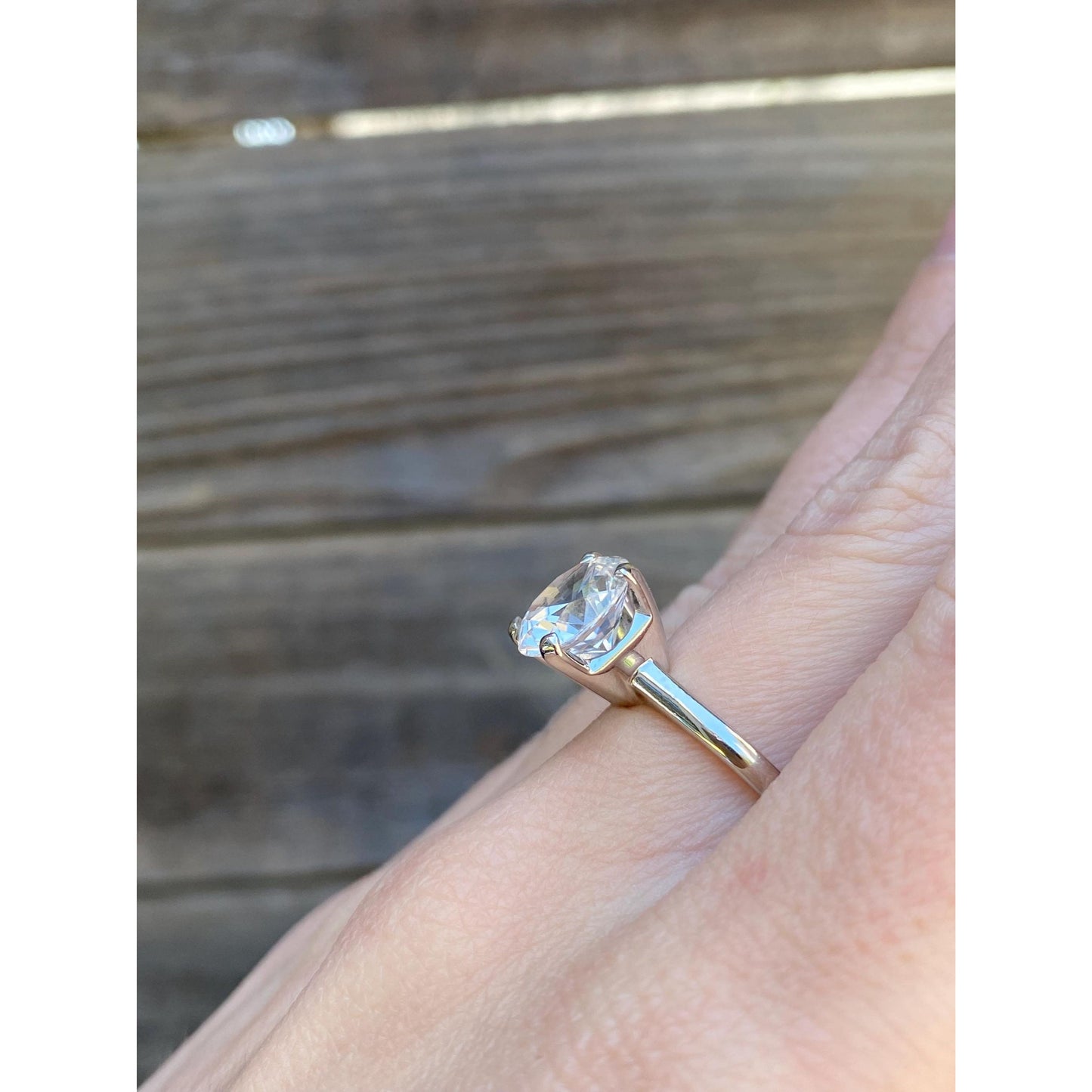 Vintage Solid 14k White Gold Clear Sapphire Ring - Size 7.75