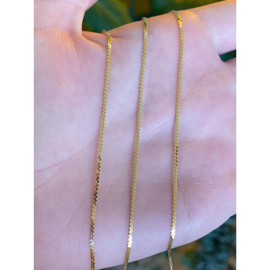 Vintage Solid 14k Yellow Gold Serpentine Chain Necklace - 17.75 inches