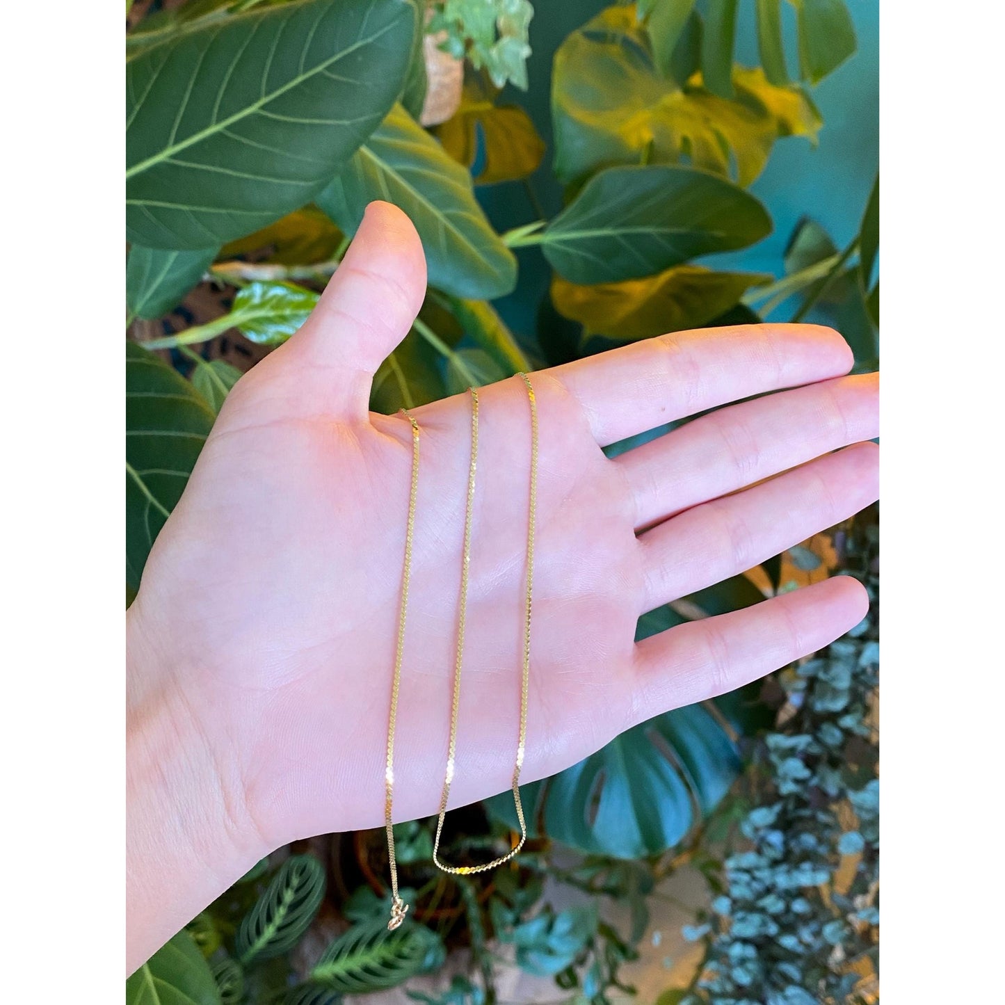 Vintage Solid 14k Yellow Gold Serpentine Chain Necklace - 17.75 inches