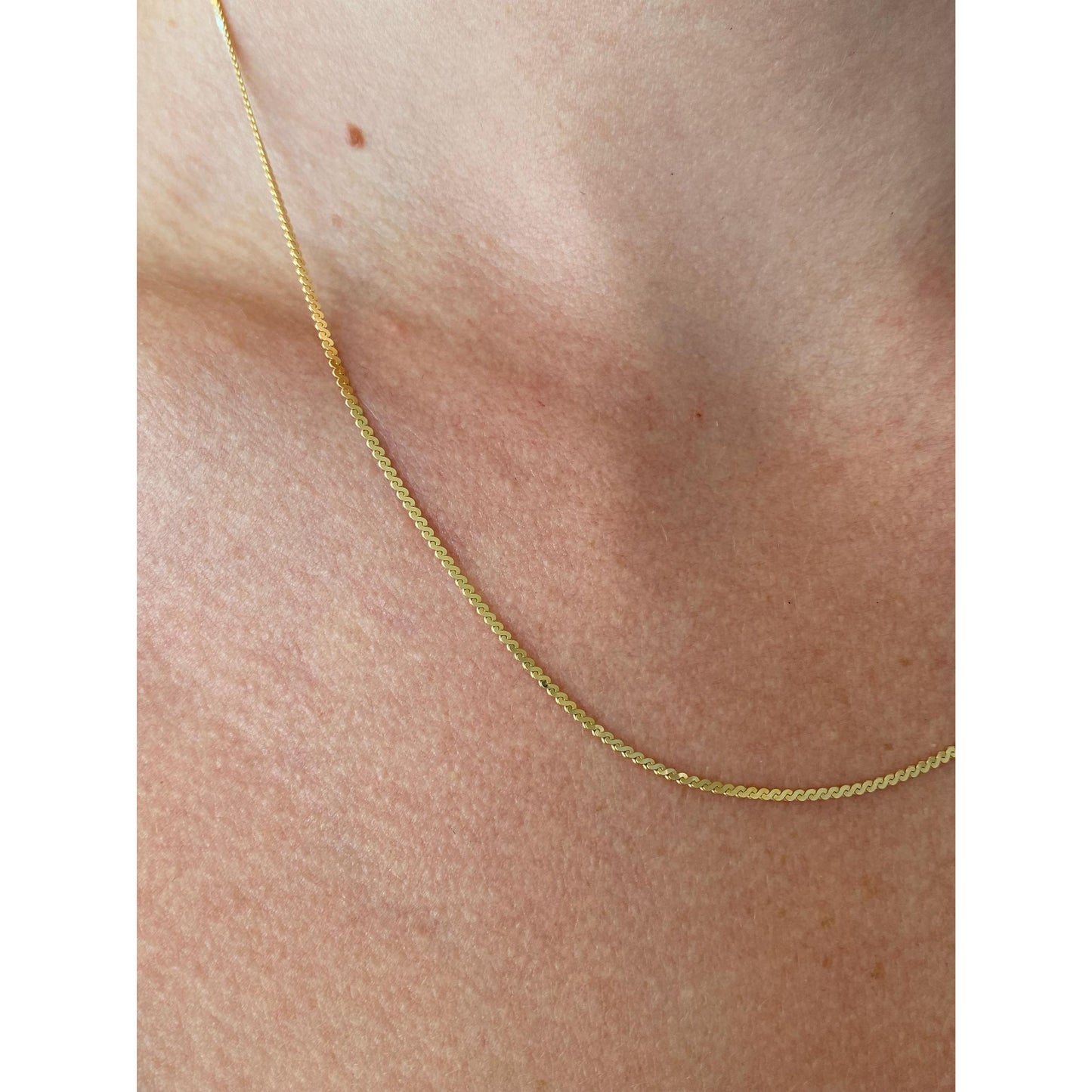 Vintage Solid 14k Yellow Gold Serpentine Chain Necklace - 17.75 inches