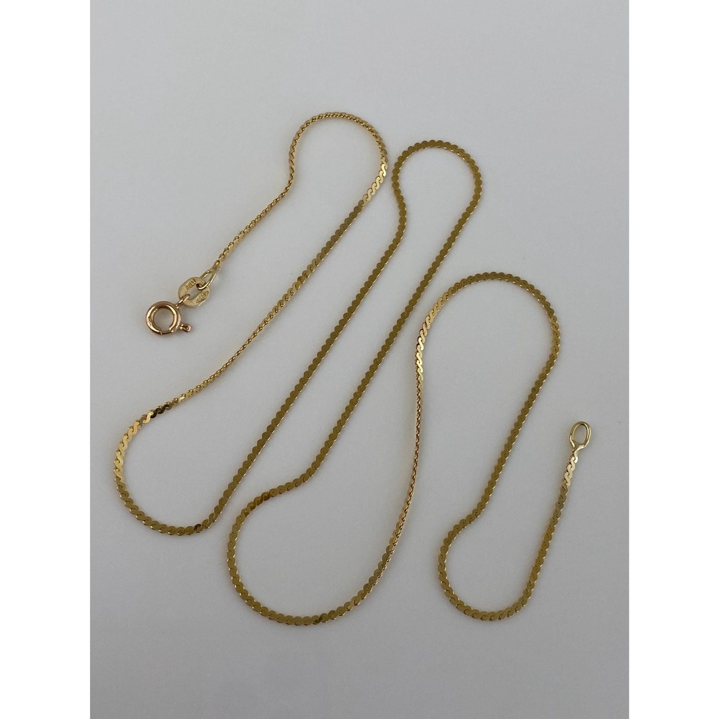 Vintage Solid 14k Yellow Gold Serpentine Chain Necklace - 17.75 inches